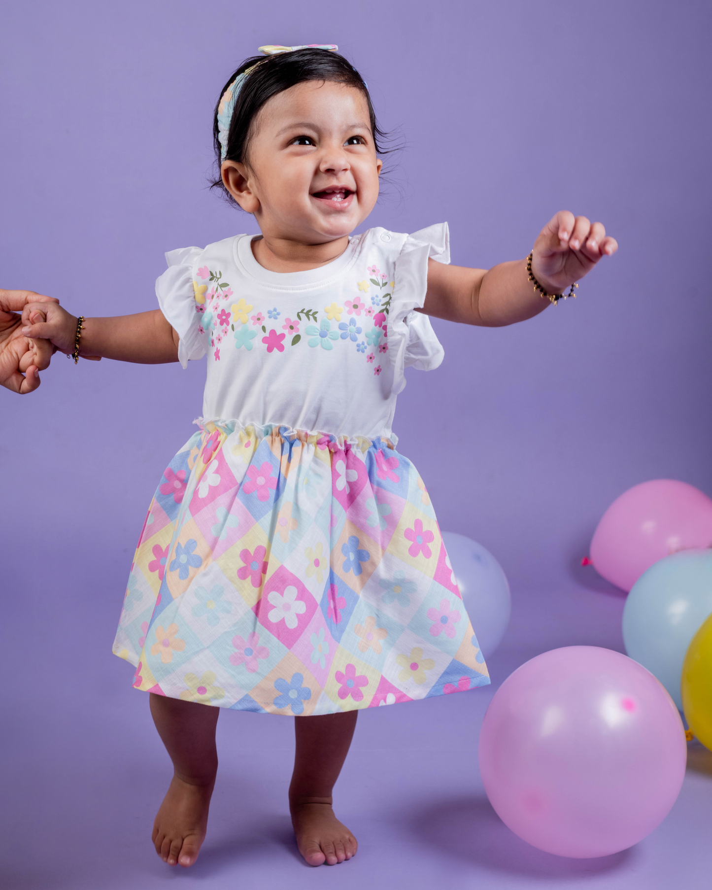 Floral Print Summer Frock with Hairband