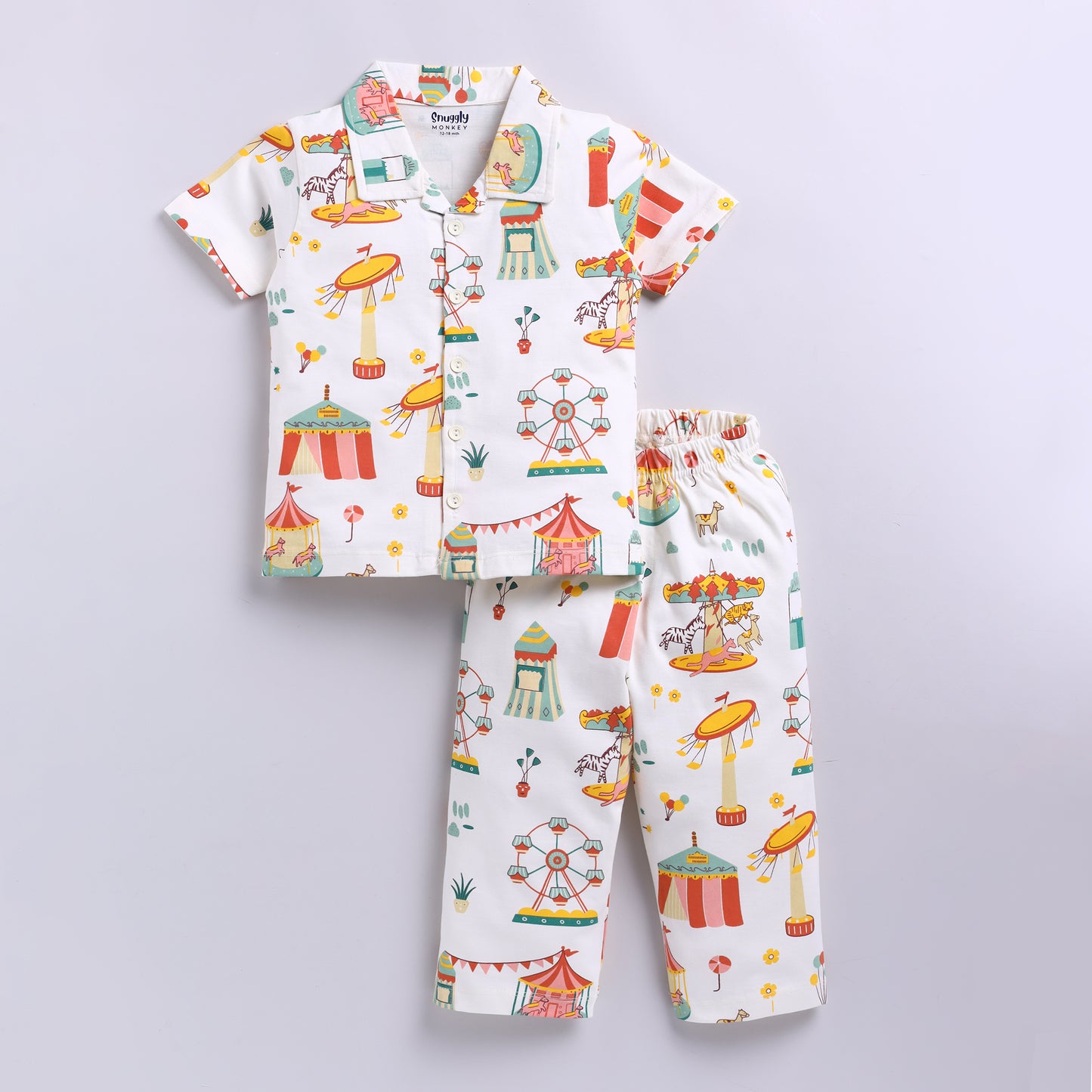 Fun carnival print front-open nightsuit set