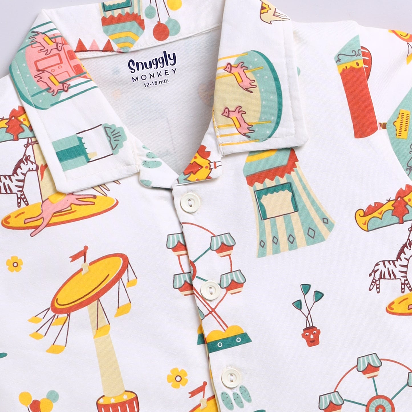 Fun carnival print front-open nightsuit set