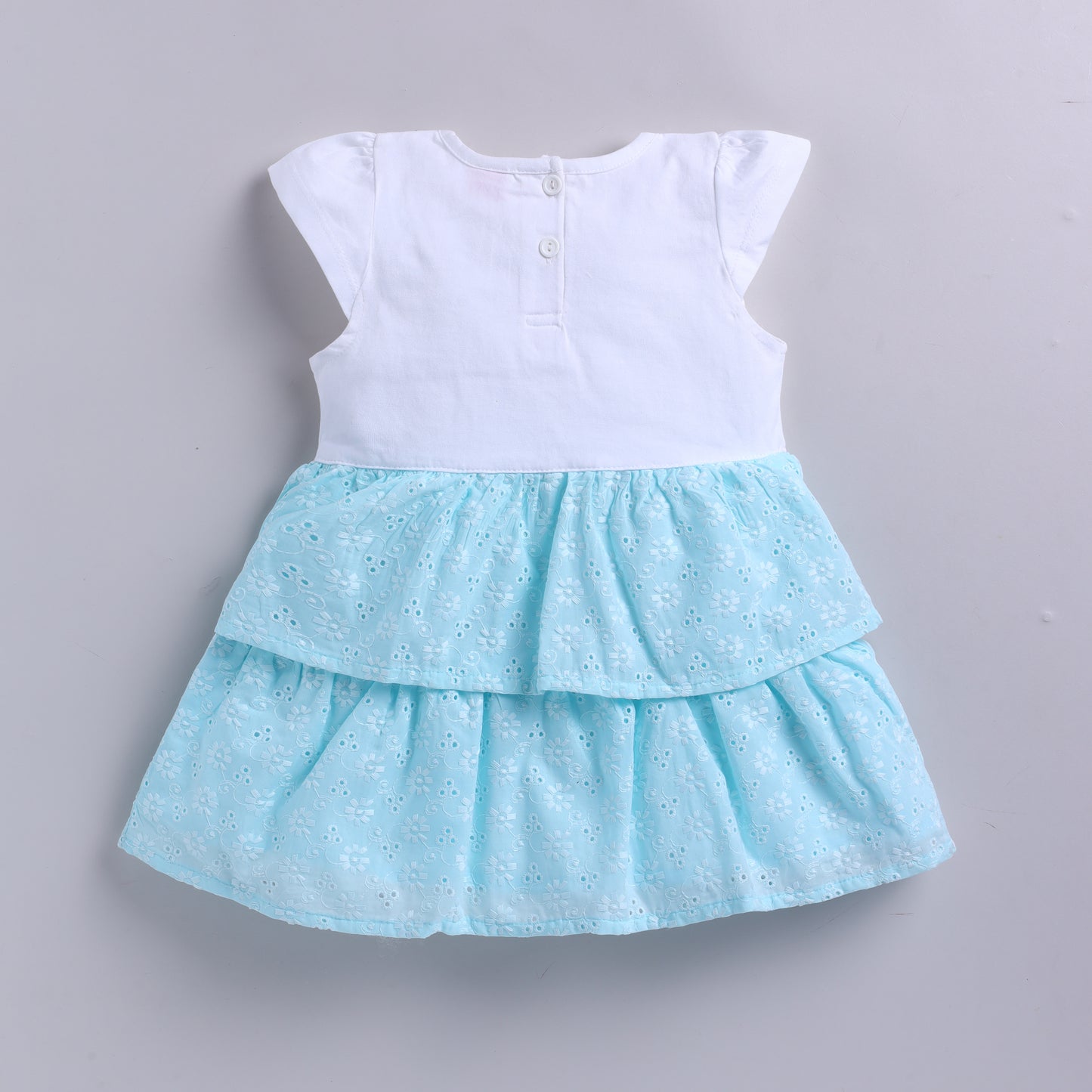 Girls 2-Layered Frock with Matching Hairband - Blue