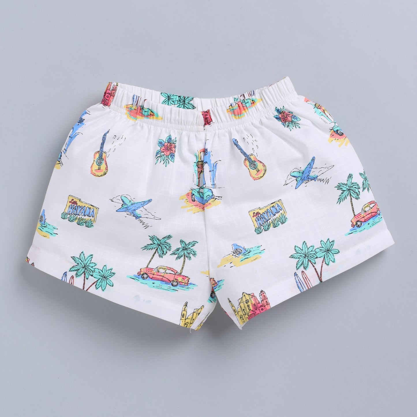 Beach Print Top with Shorts Set