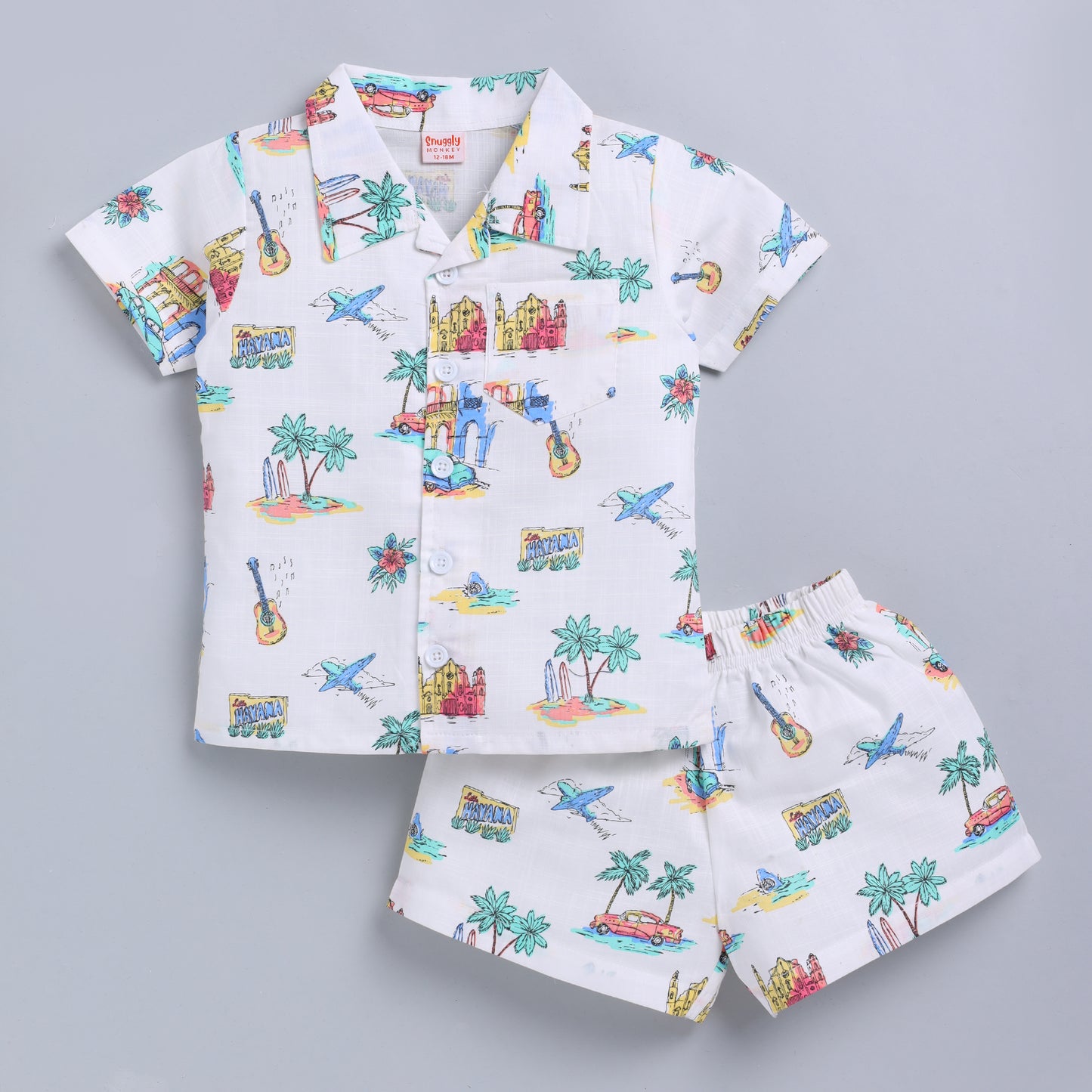 Beach Print Top with Shorts Set