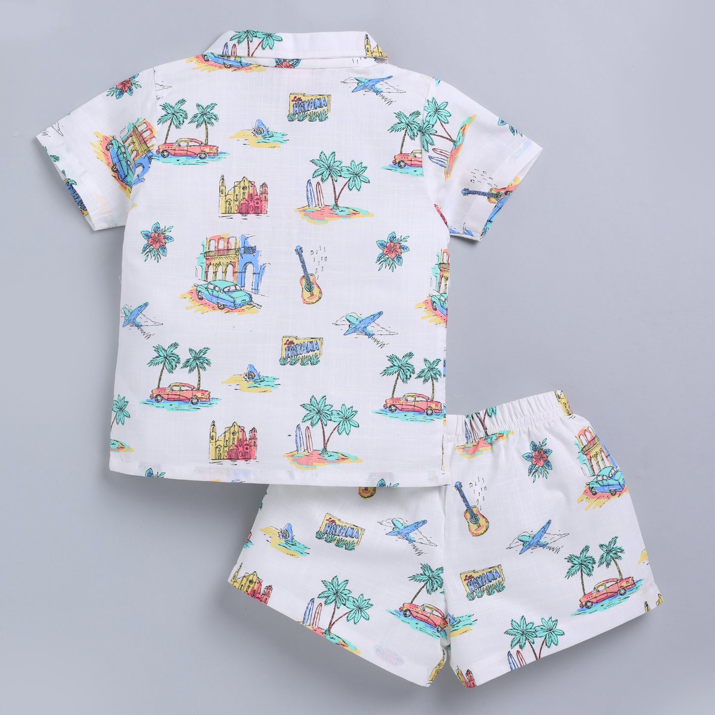 Beach Print Top with Shorts Set