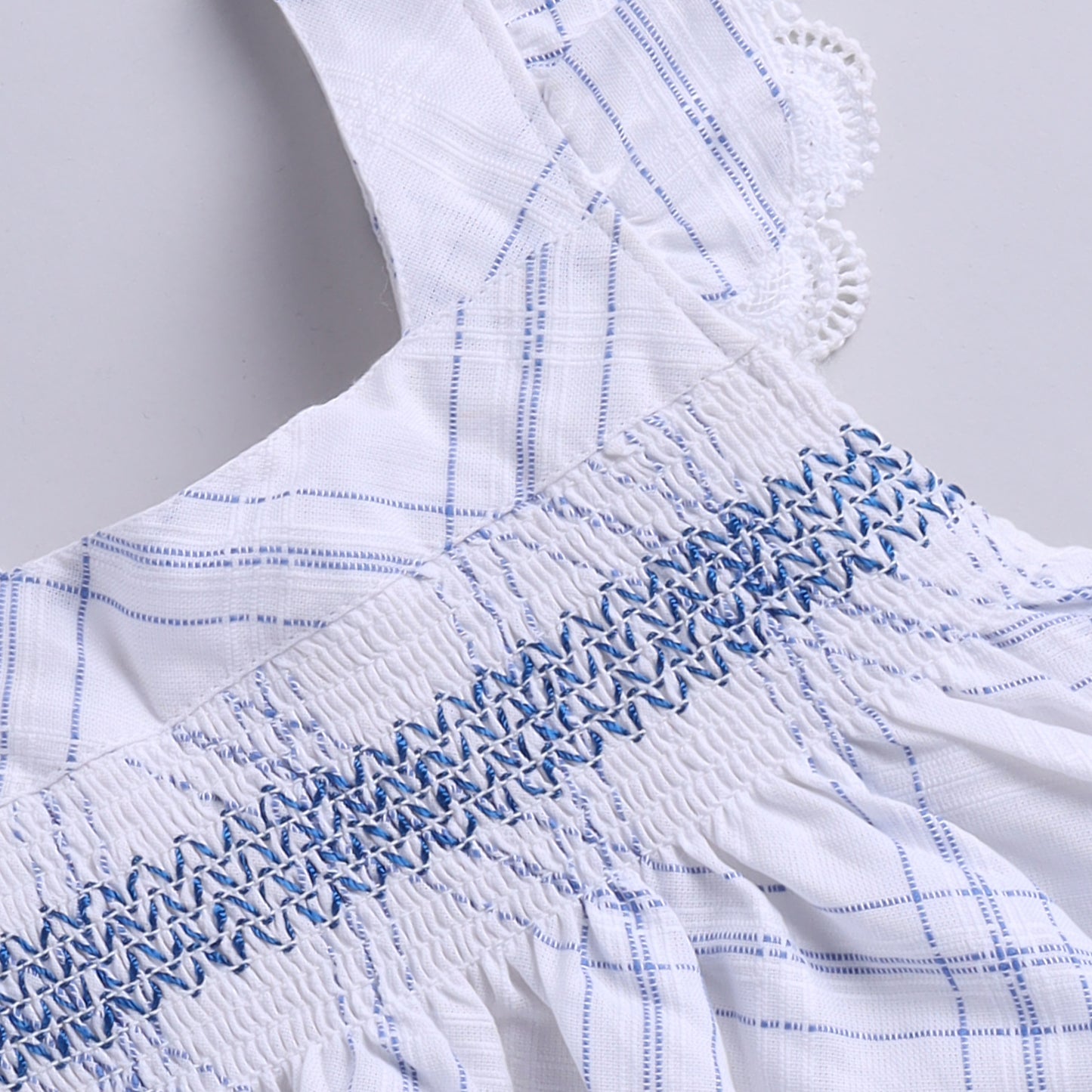 Plaid Pattern Smocking Frock with Matching Hairband