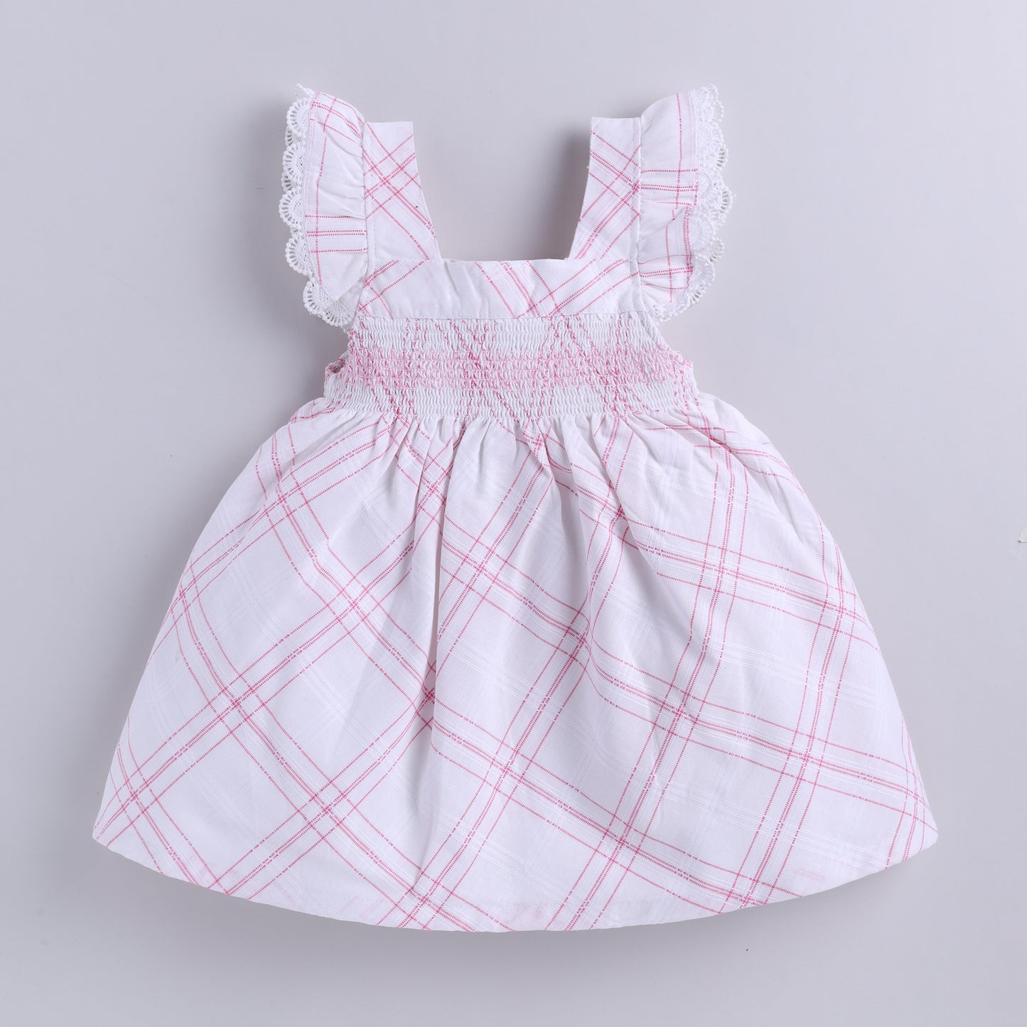 Plaid Pattern Smocking Frock with Matching Hairband