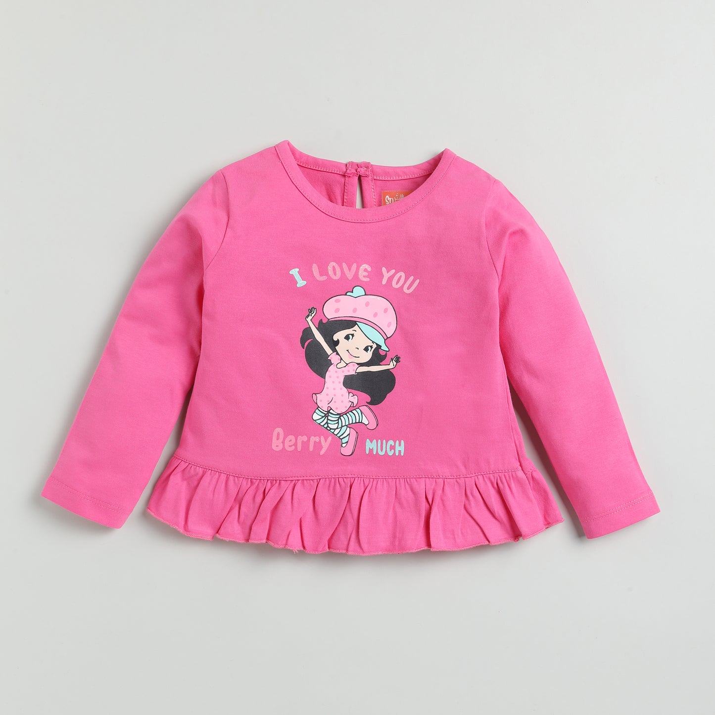 Pink Strawberry Print Full-Sleeves Night suit Set