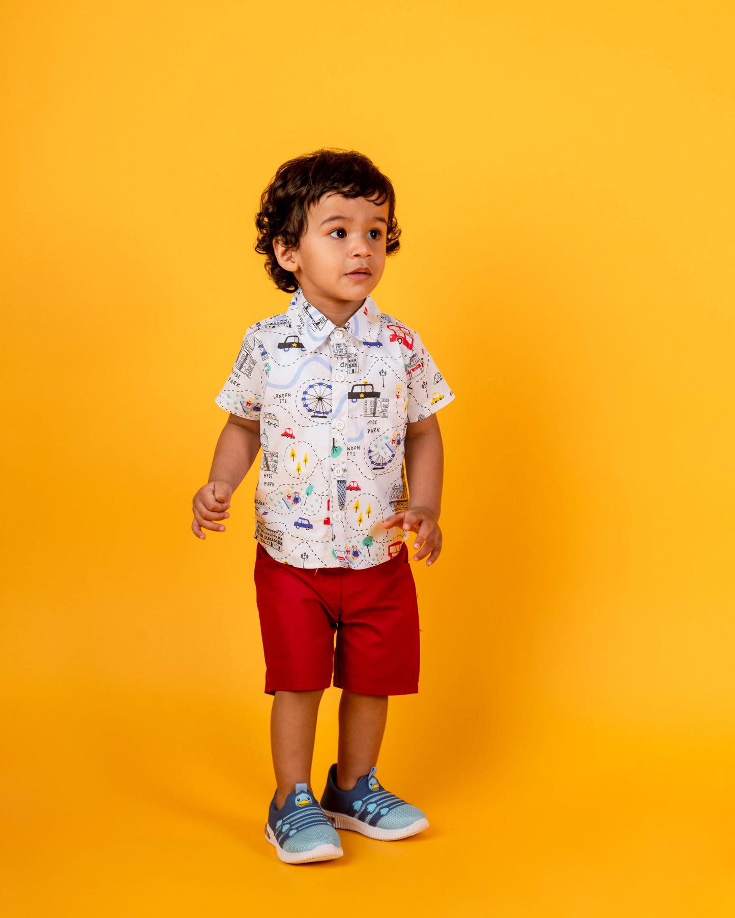 London City Print Shirt with Shorts Set