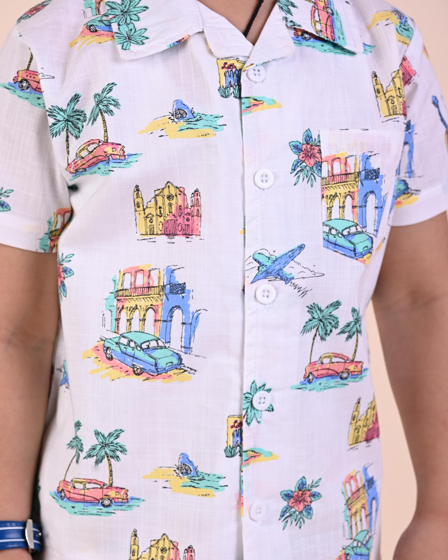 Beach Print Top with Shorts Set