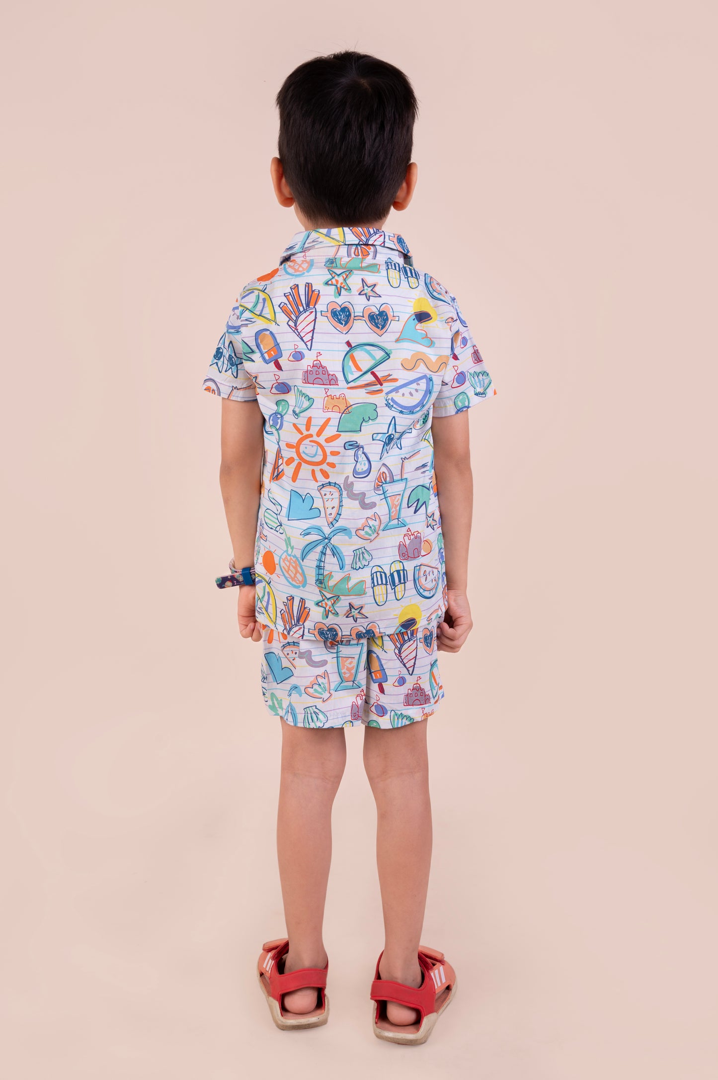 Summer doodle print top with shorts set