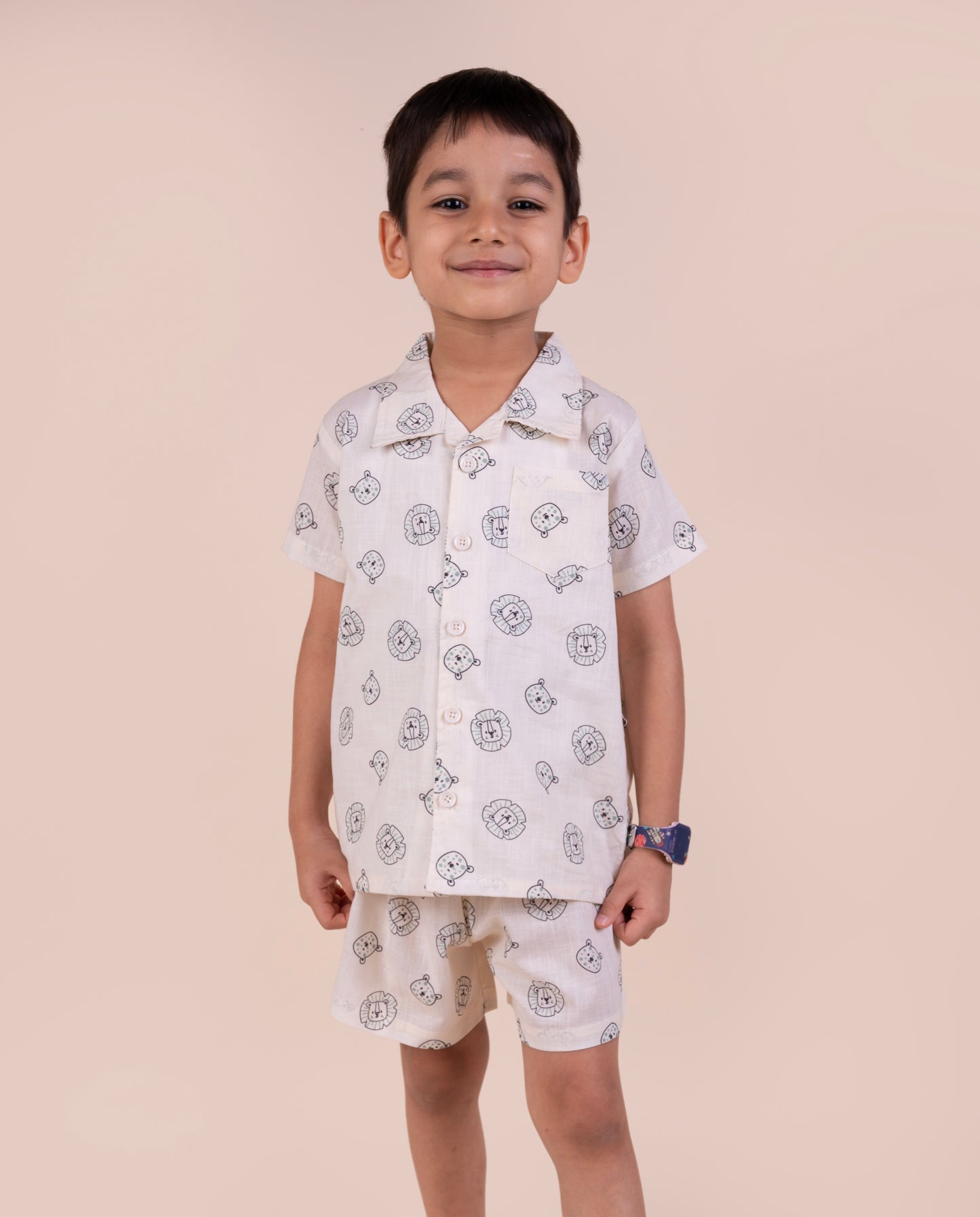 Boys linen lion print co-ord set