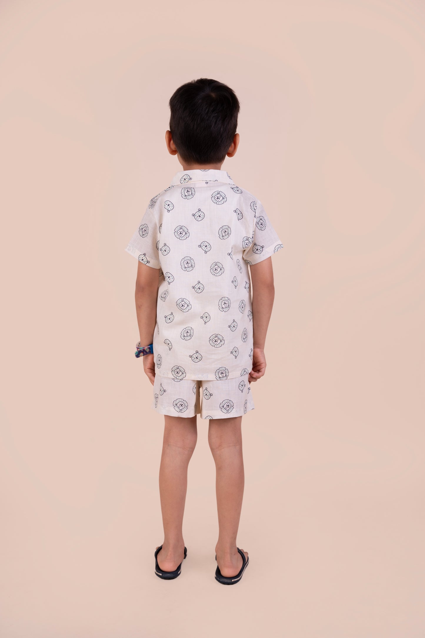 Boys linen lion print co-ord set