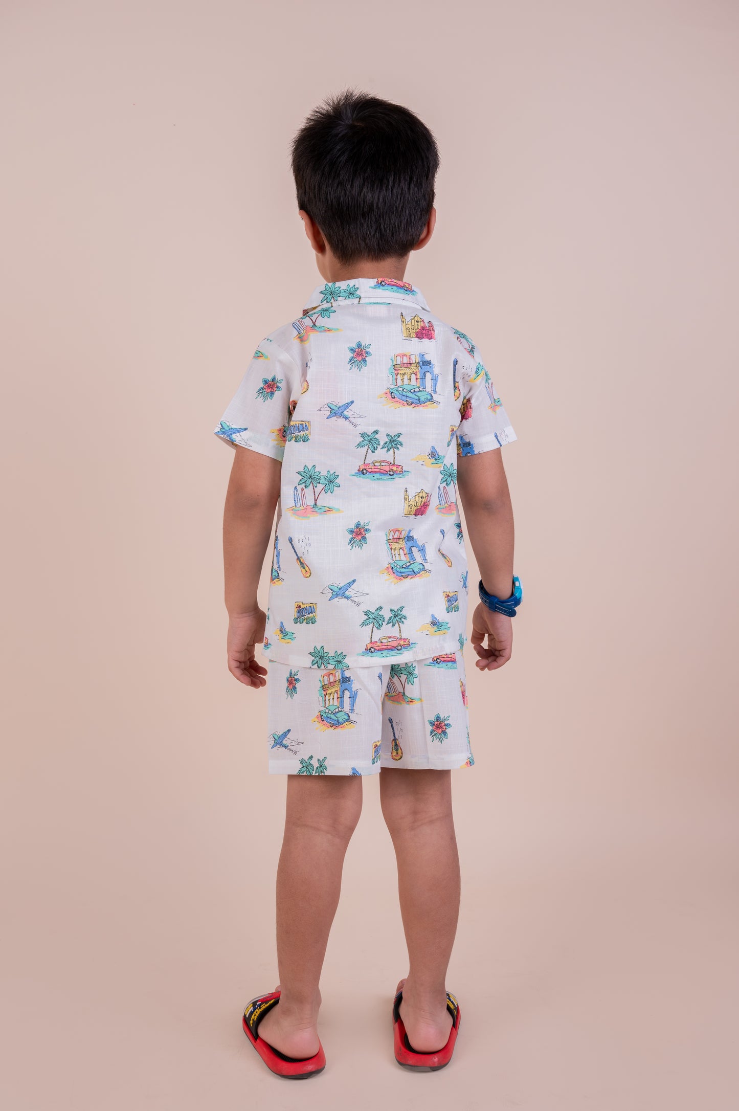 Beach Print Top with Shorts Set