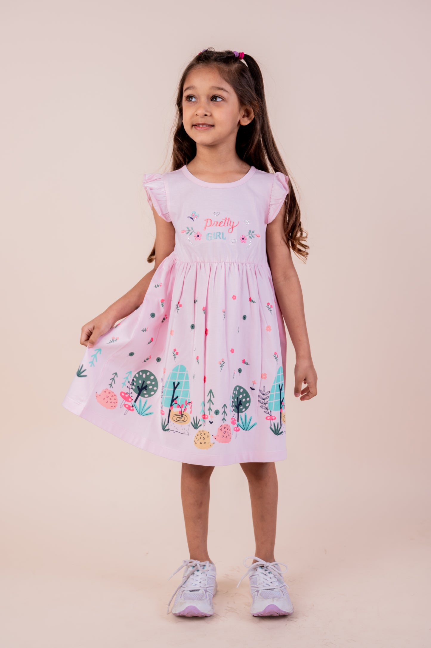 Pretty girl embroidered frock - Pink
