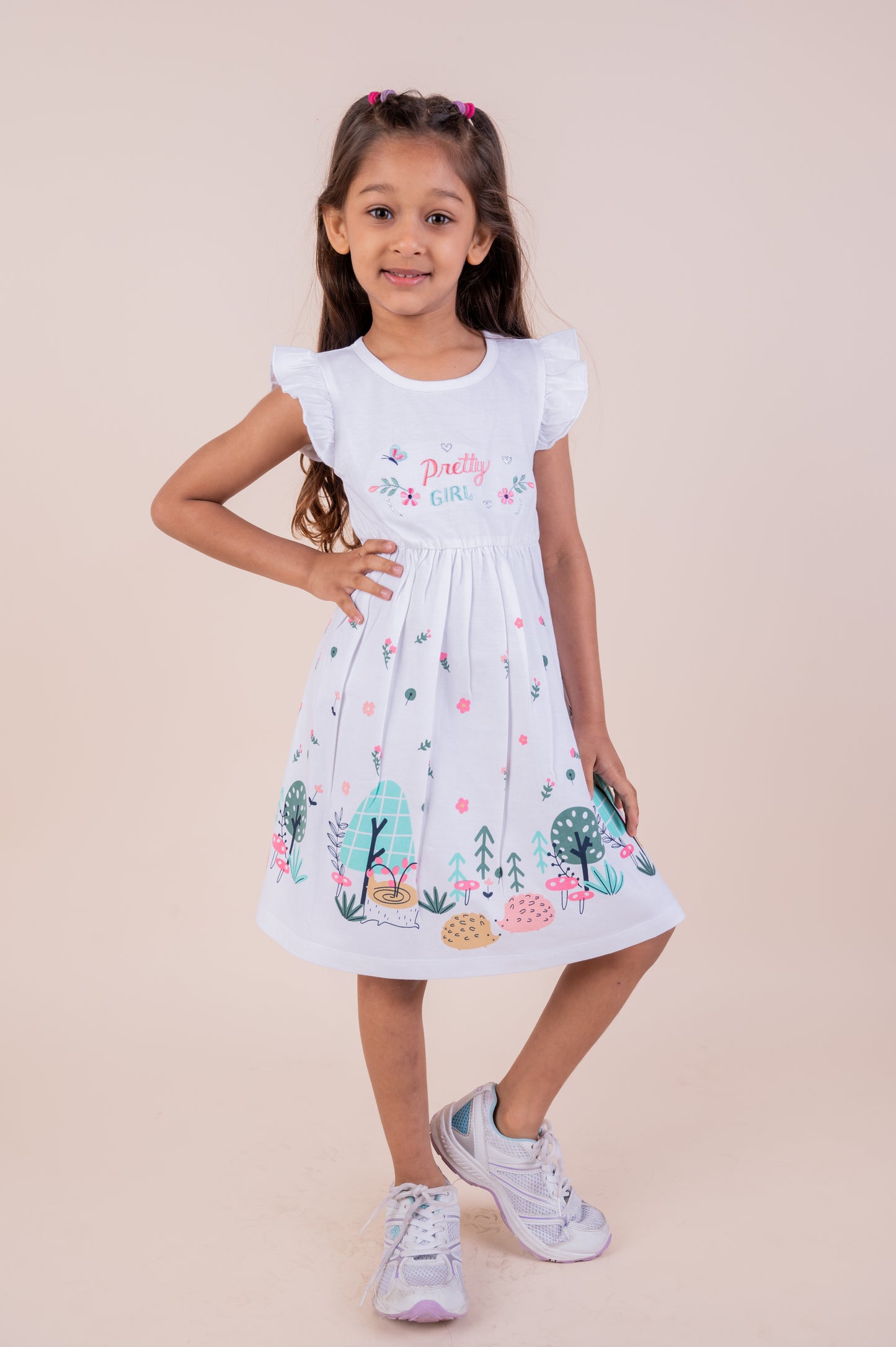 Pretty girl embroidered frock - White