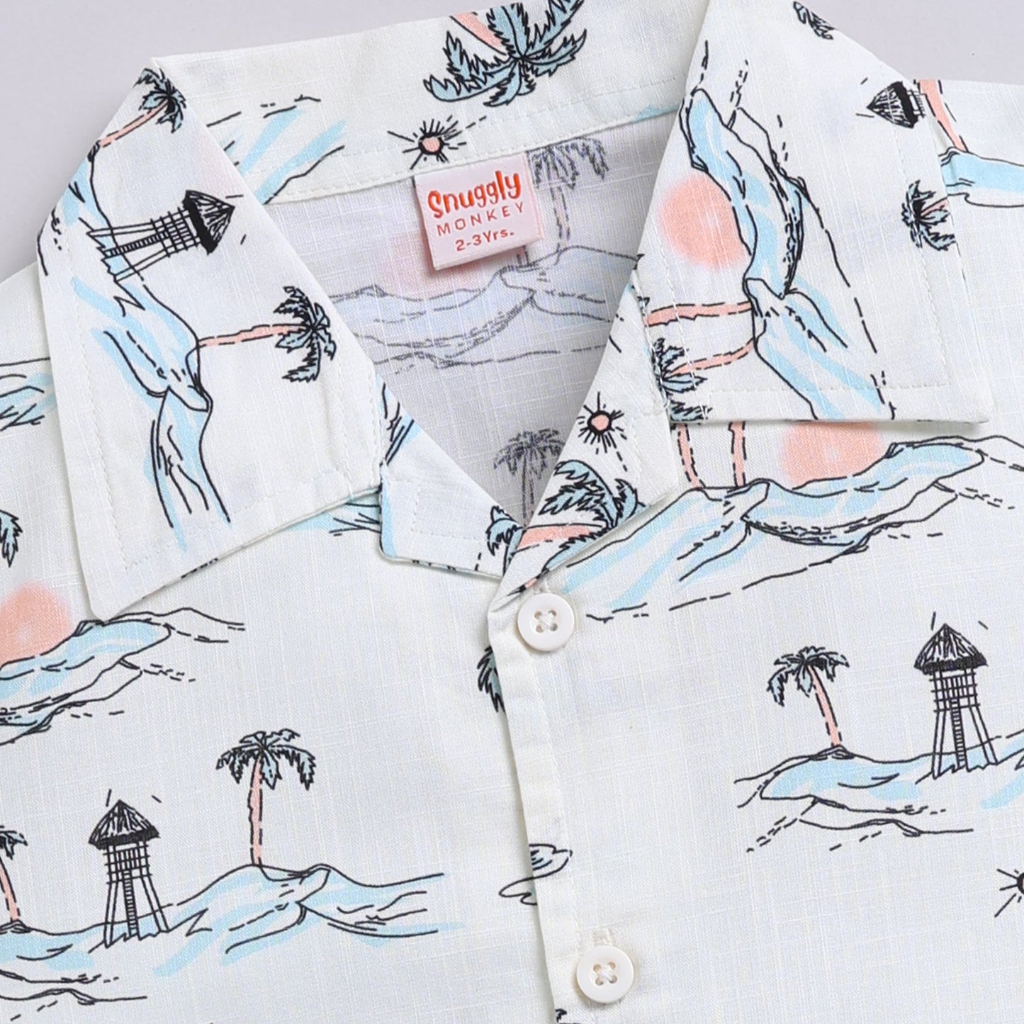 Soft Cotton Kids Nightsuit Set | Front Open Shirt & Pajama | Tropical Print