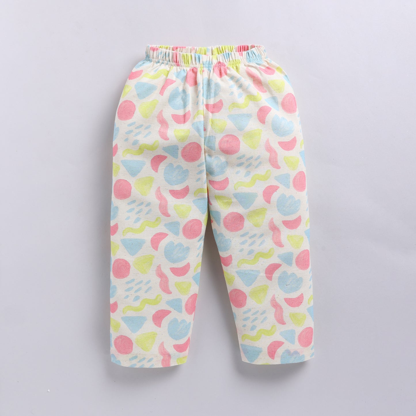 Colorful Abstract Print Linen Night Suit Set – Front Open Shirt & Pajama