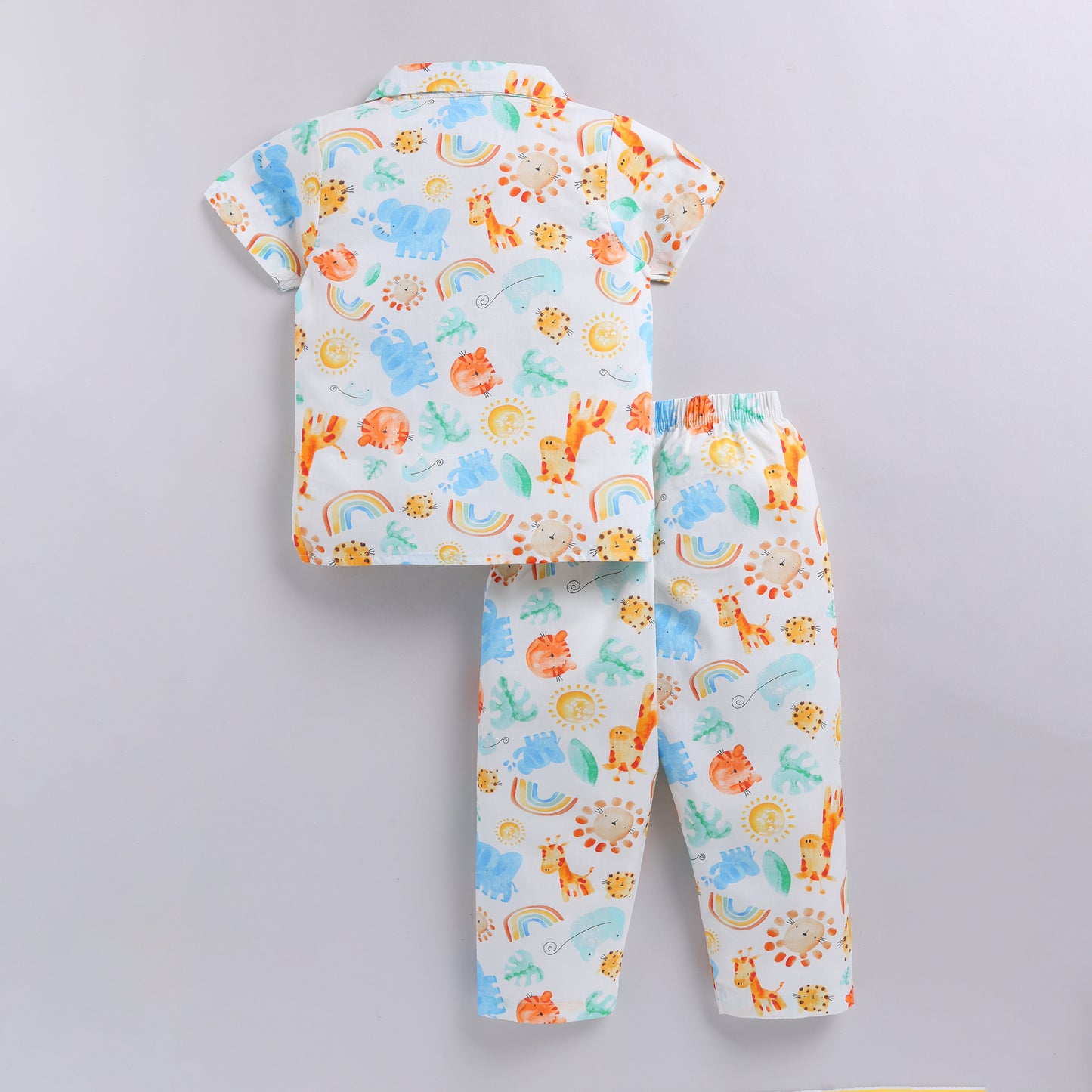Animal Print Night Suit Set – Front Open Shirt & Pajama