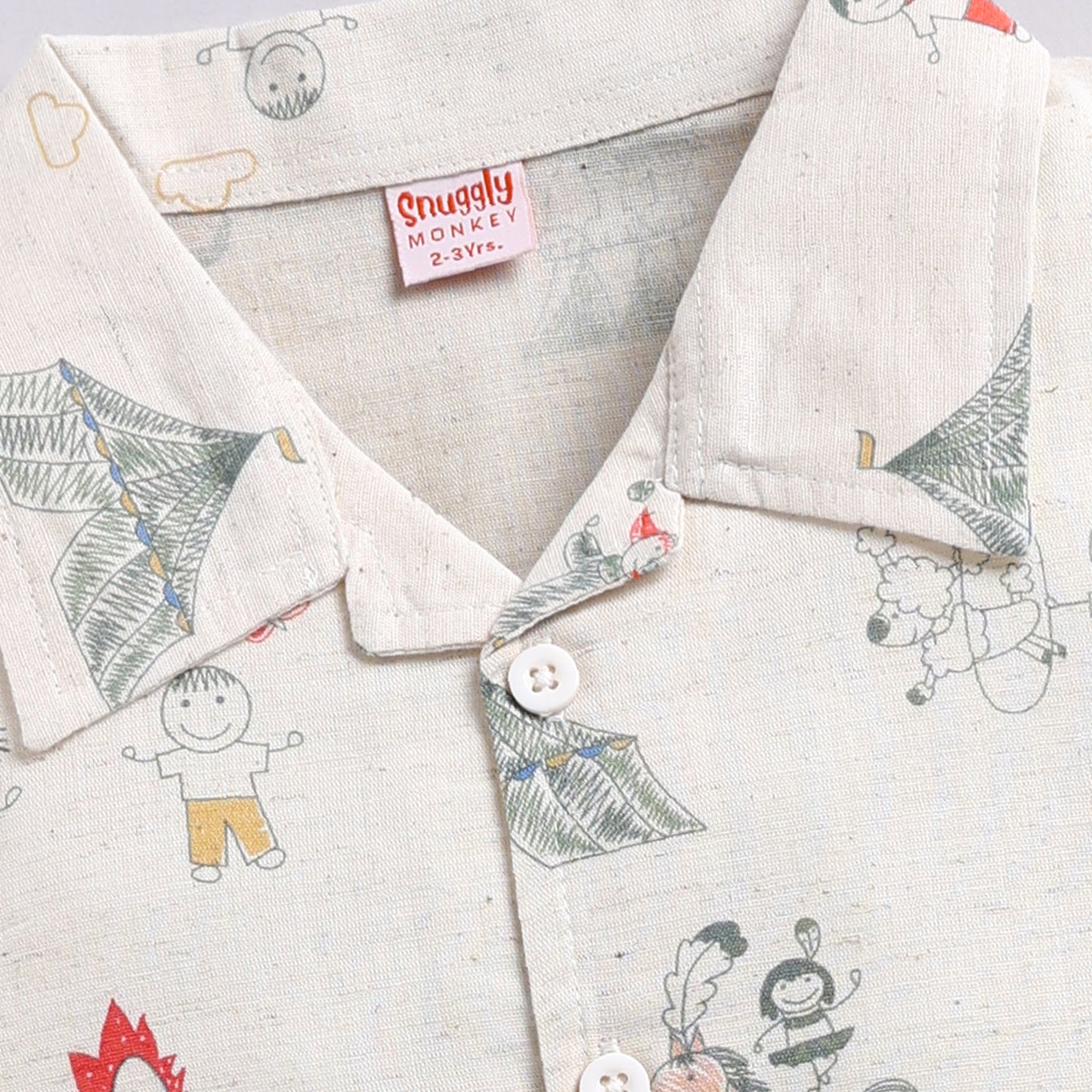 Linen Night Suit Set – Front Open Shirt & Pajama | Carnival Print