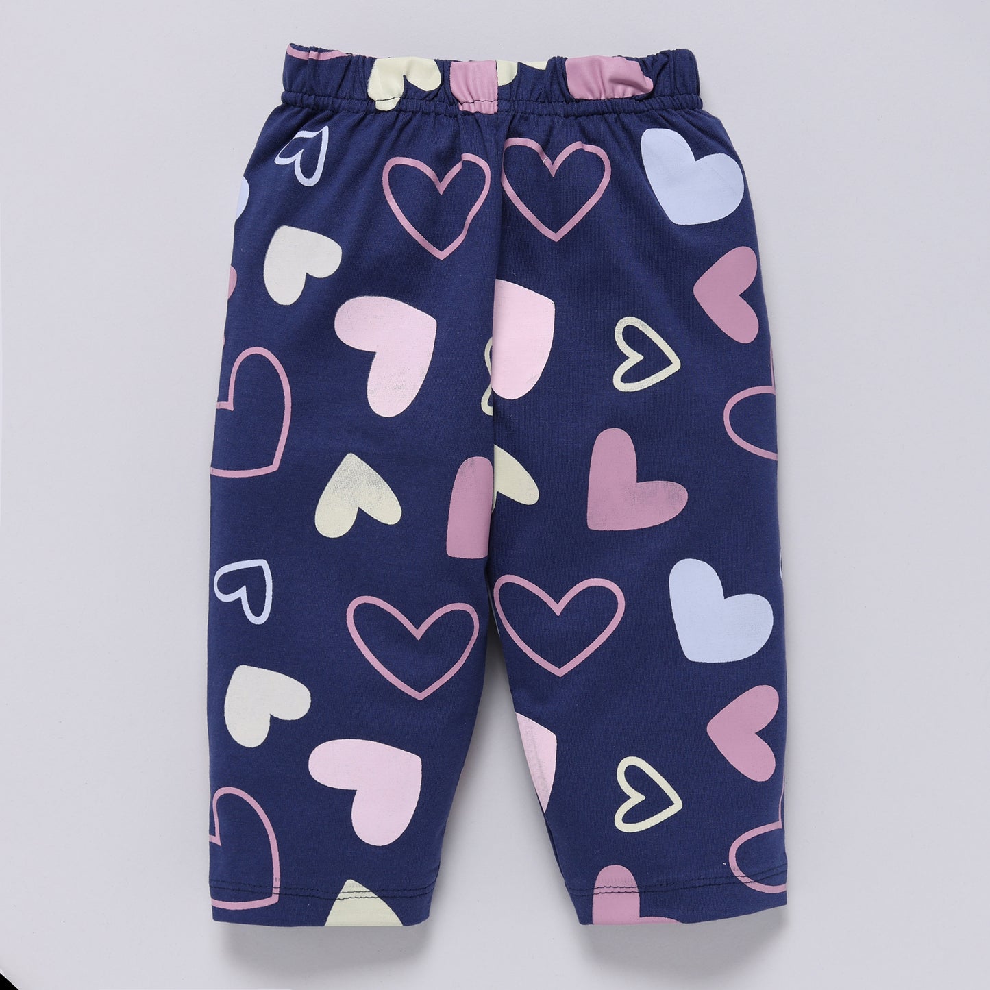 Heart Print Front Open Collared Nightsuit