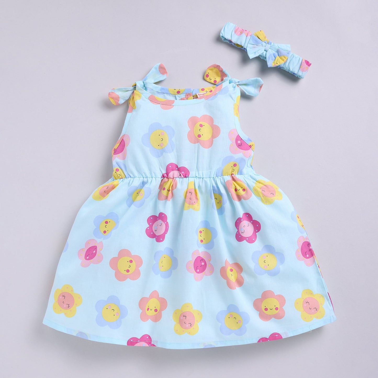Floral Print Summer Frock with Hairband