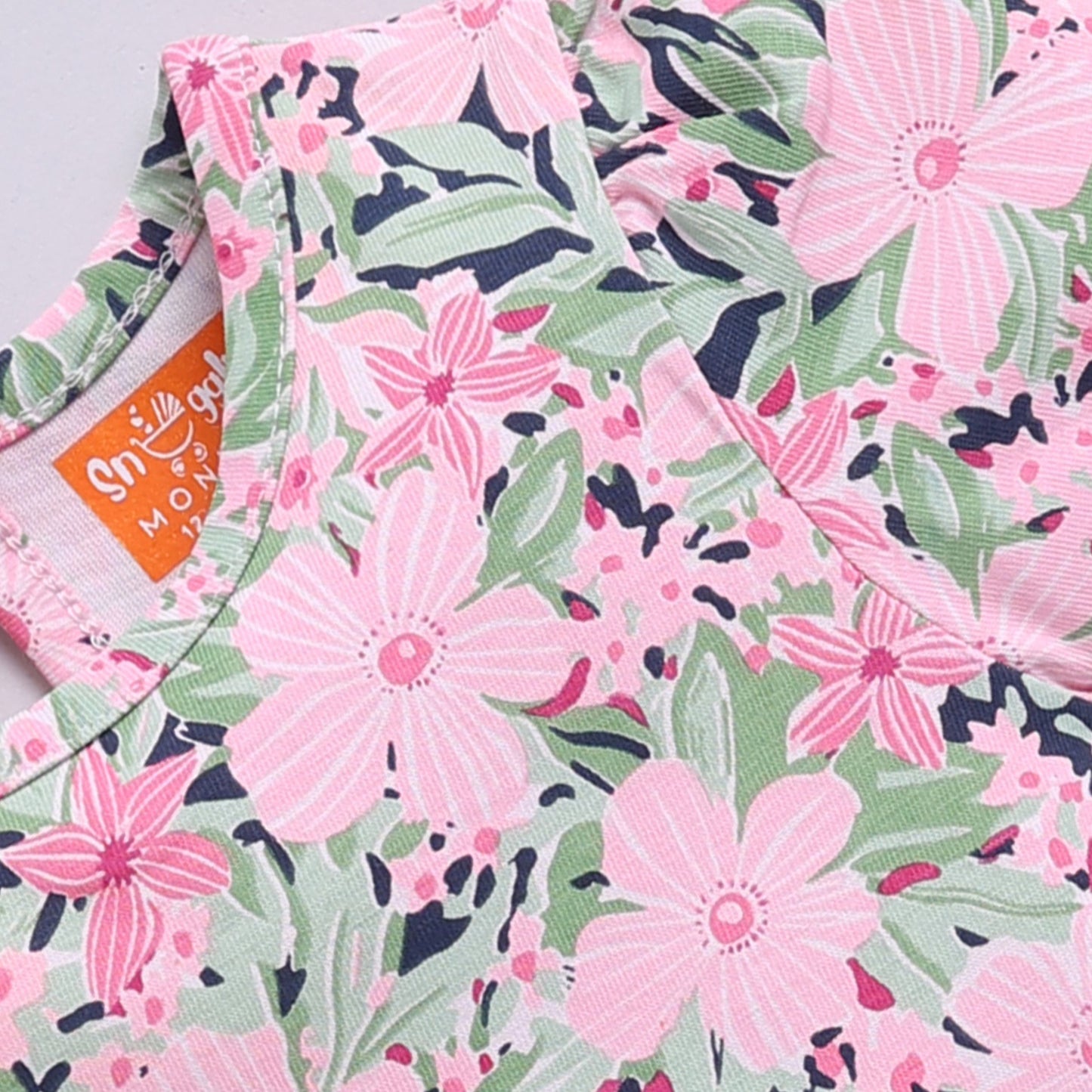 Denim Frock with a Floral Print Inner