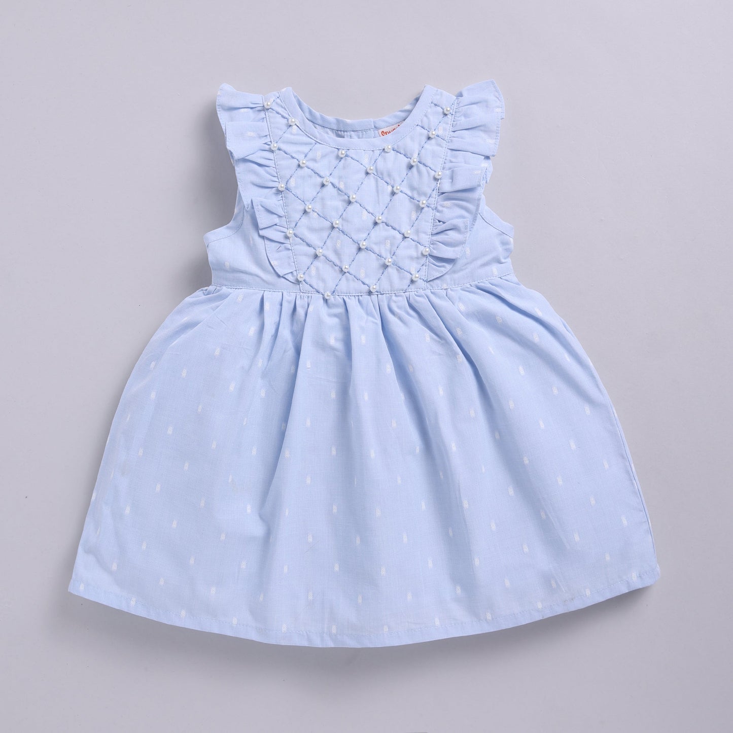 Blue Frock with Pearl Detailing & Sling Bag