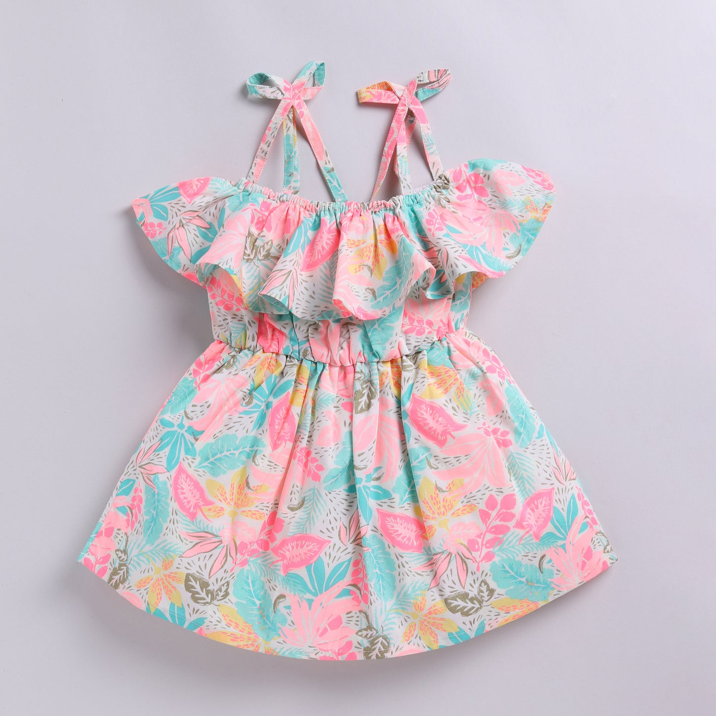 Cute Tropical Print Off-Shoulder Dress