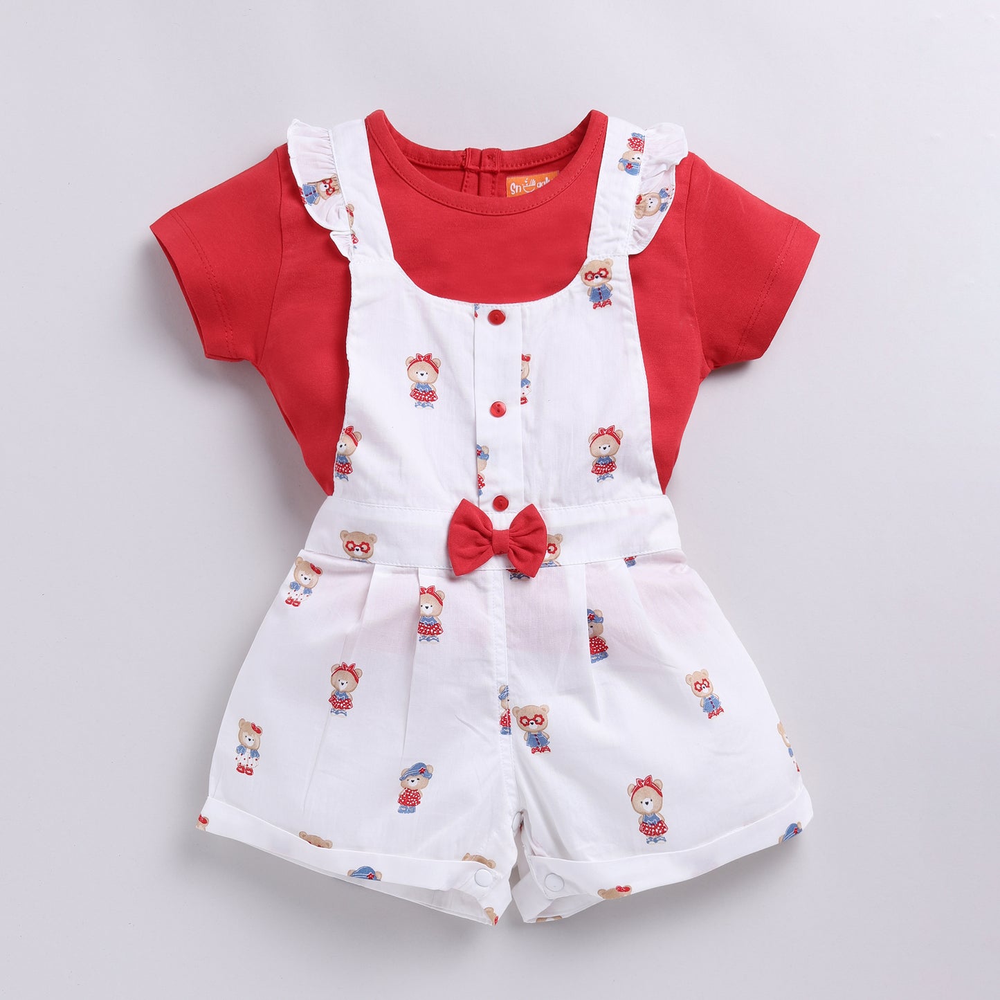 Teddy Print Romper with an Inner