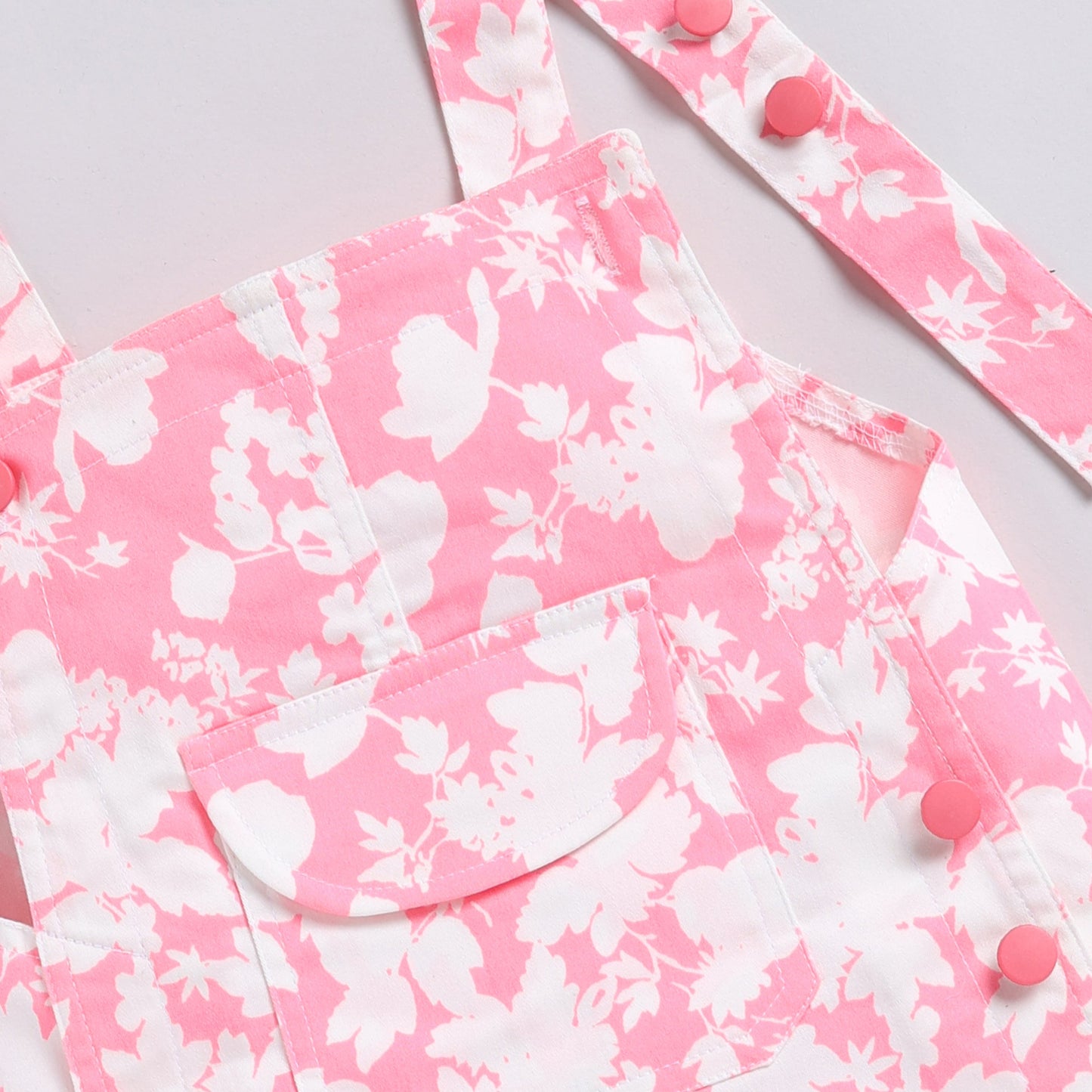 Neon Pink Floral Dungaree with Inner