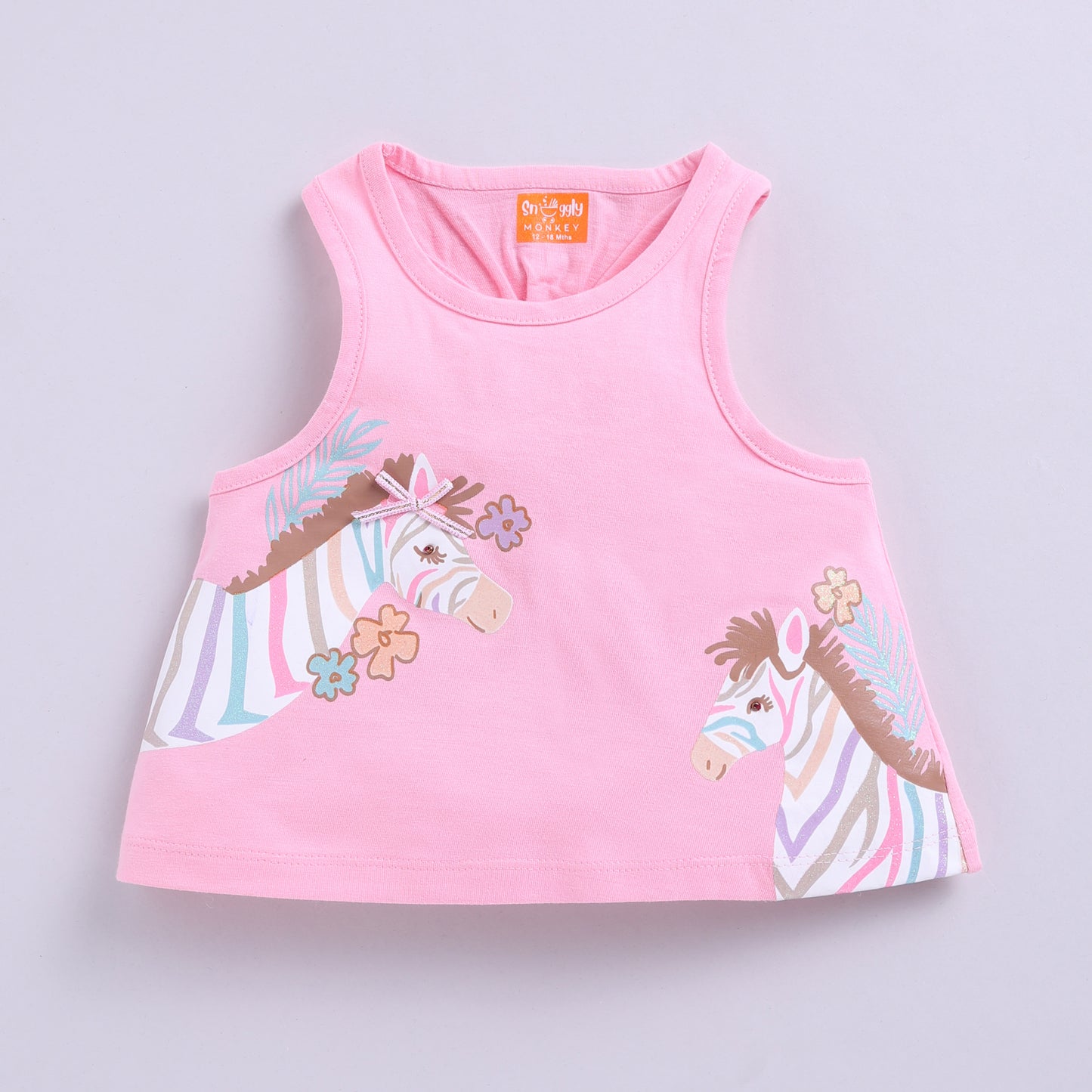 Glitter Print Zebra Design Top with Shorts