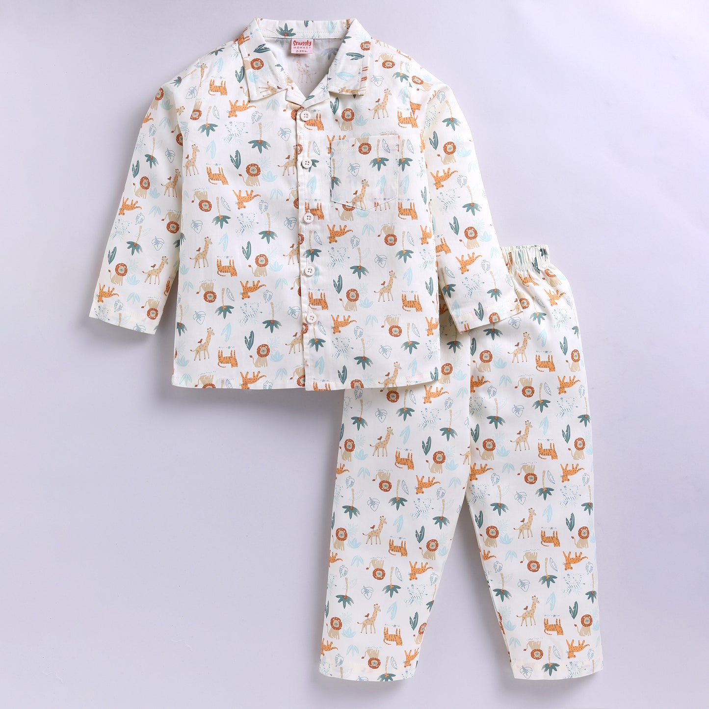 Jungle Animal Print Pyjama Set - Beige