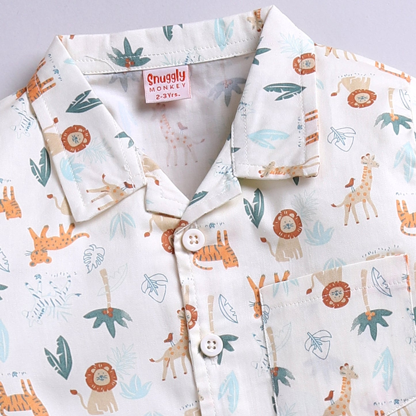 Jungle Animal Print Pyjama Set - Beige