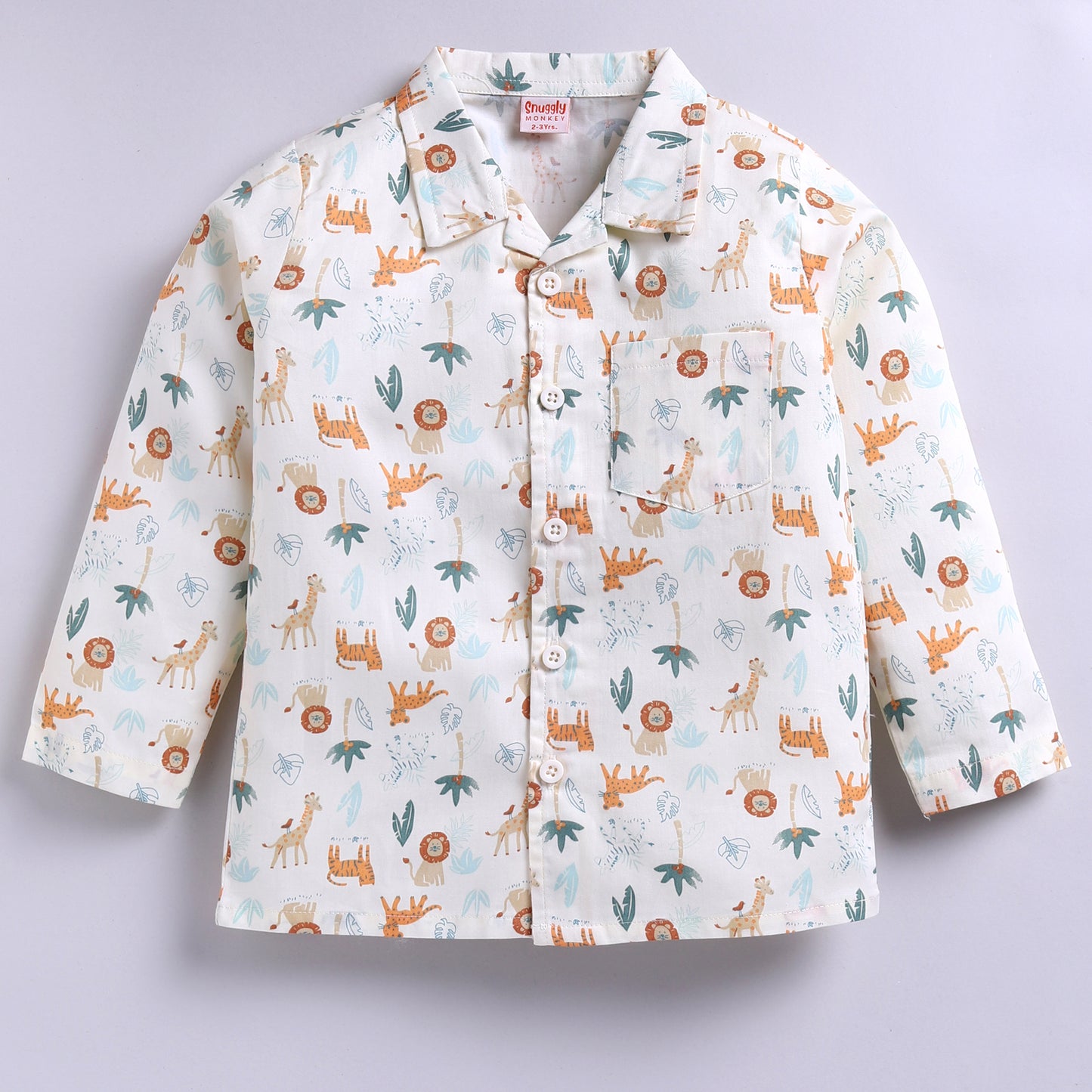 Jungle Animal Print Pyjama Set - Beige