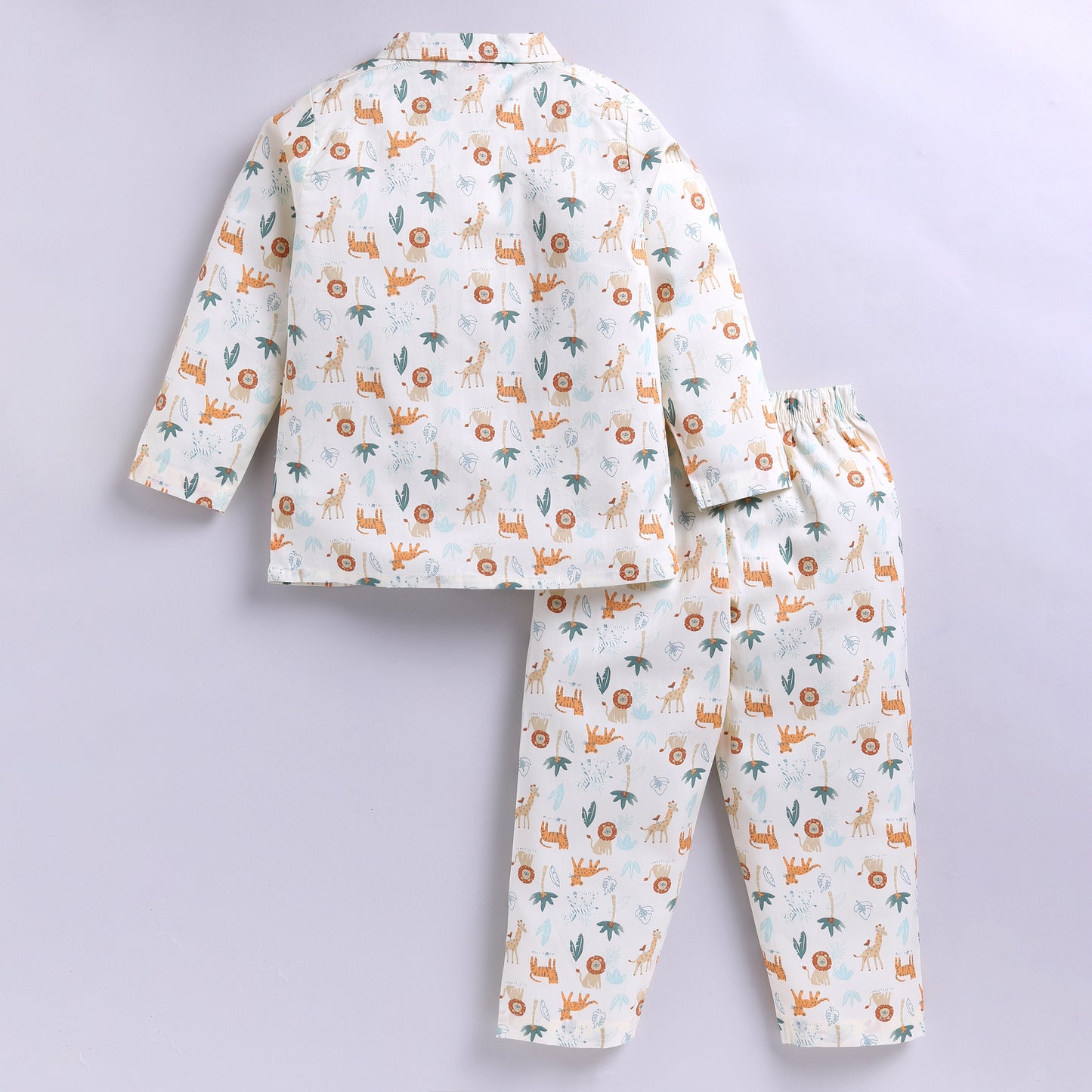 Jungle Animal Print Pyjama Set - Beige