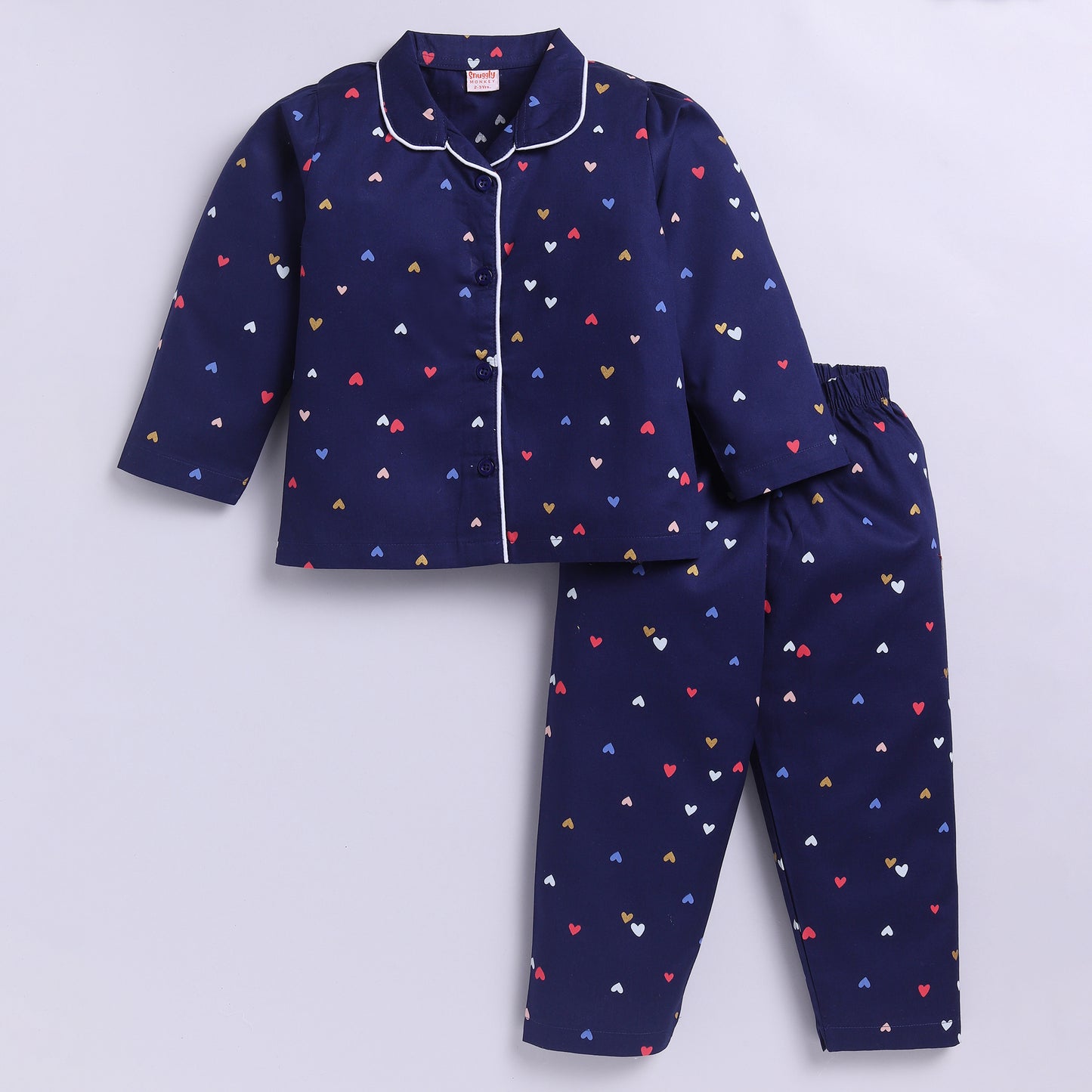 Navy Blue Heart Print | 100% Cotton Sleepwear