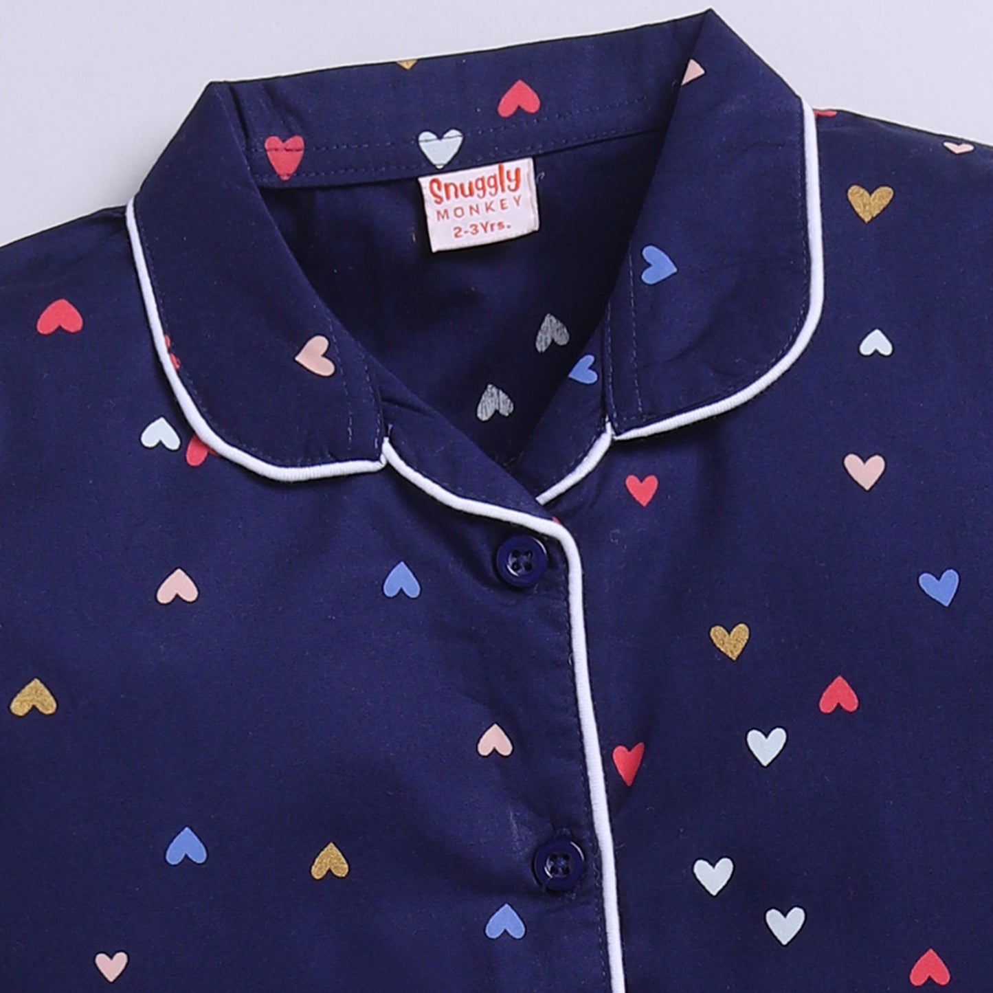 Navy Blue Heart Print | 100% Cotton Sleepwear