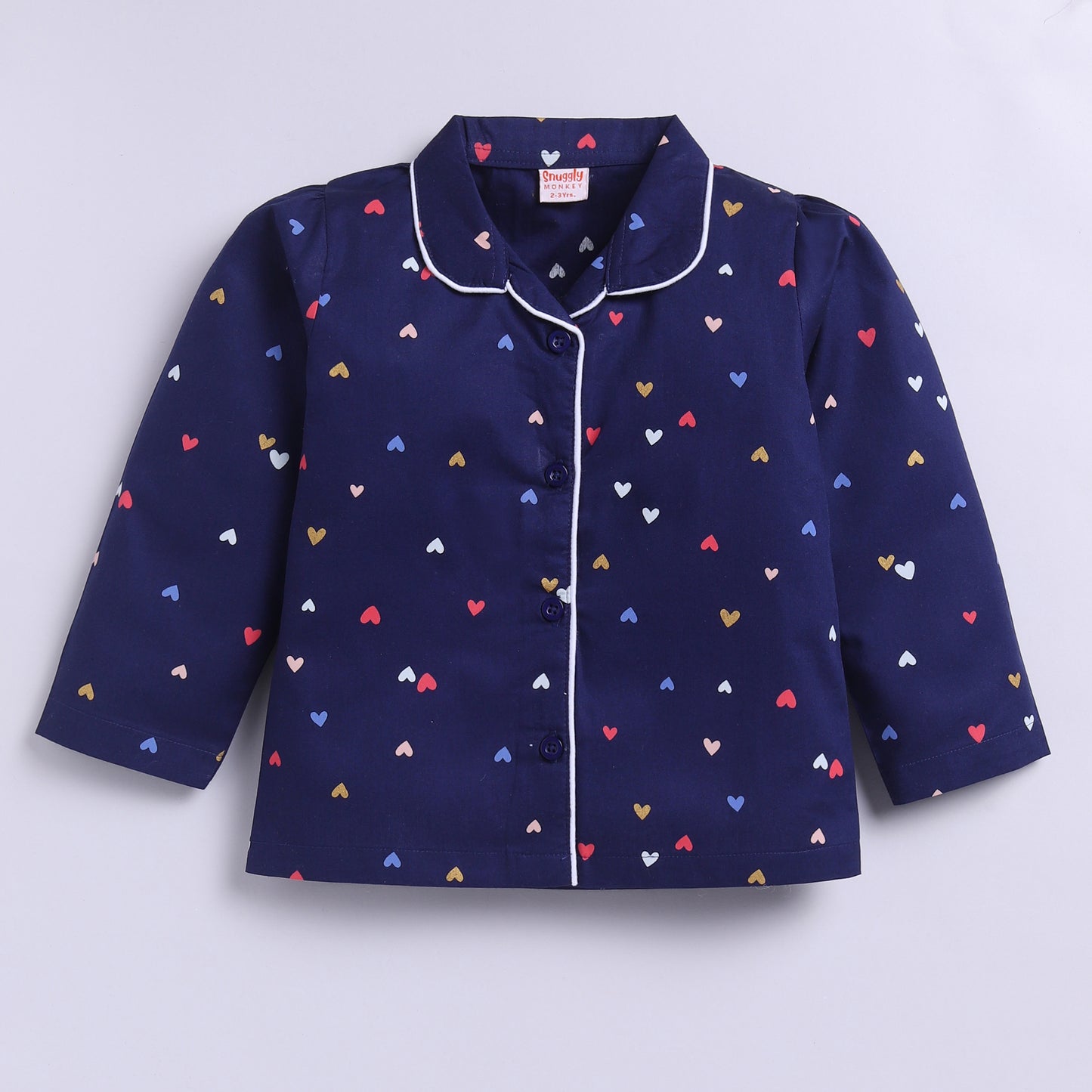 Navy Blue Heart Print | 100% Cotton Sleepwear