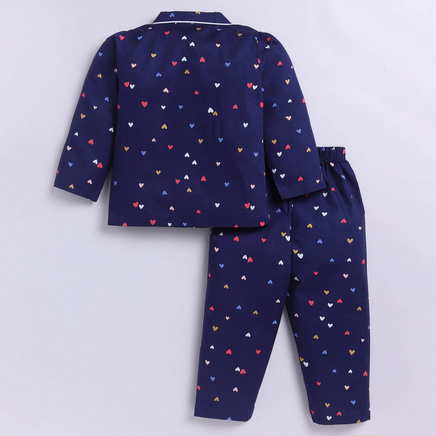 Navy Blue Heart Print | 100% Cotton Sleepwear