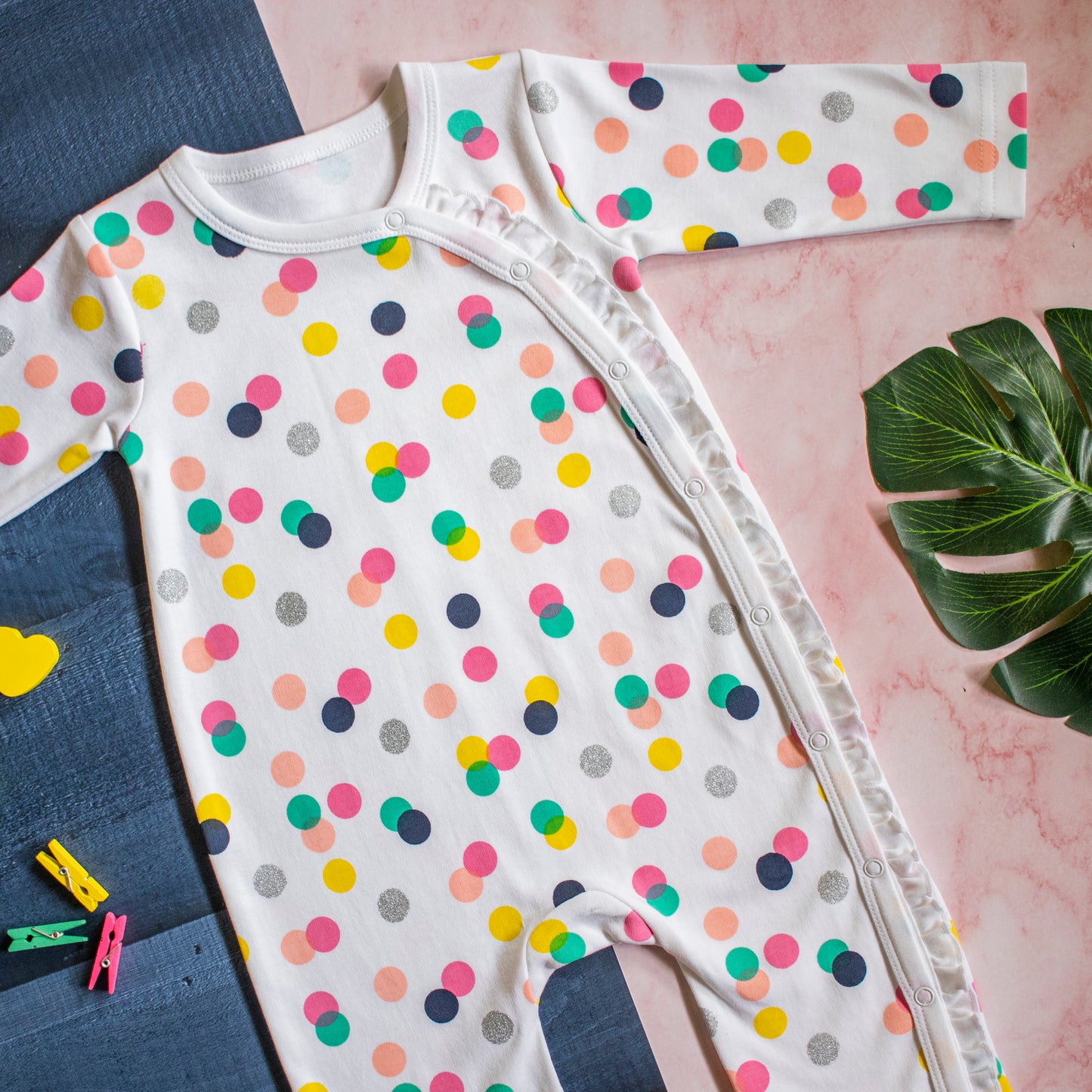 Multicolour Polka Theme Full Romper