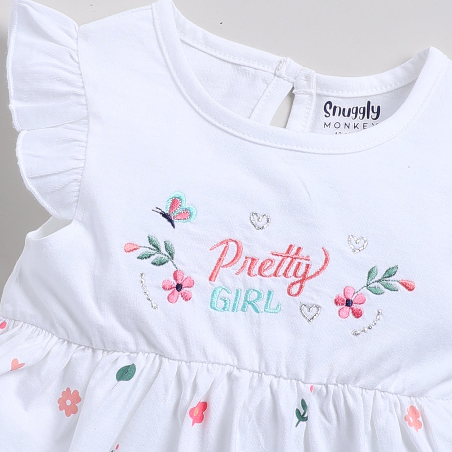 Pretty girl embroidered frock - White