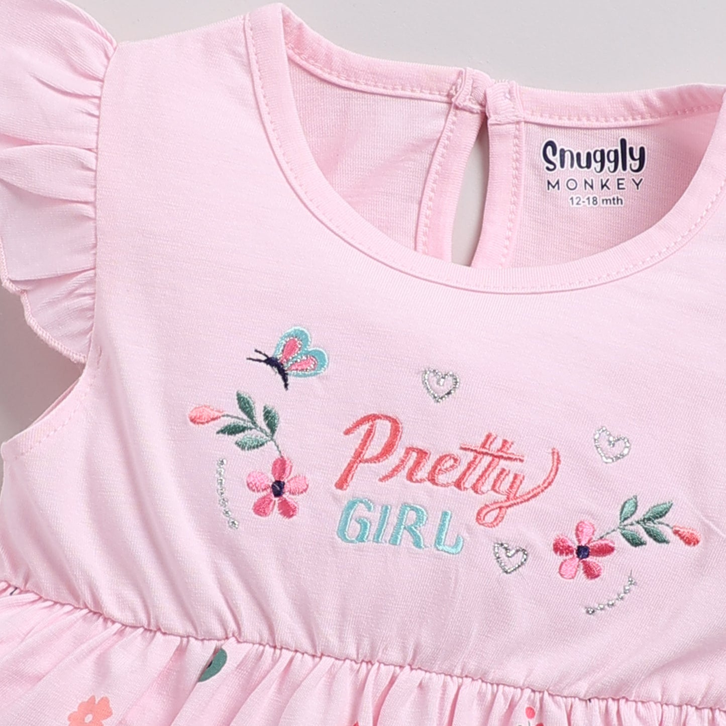 Pretty girl embroidered frock - Pink