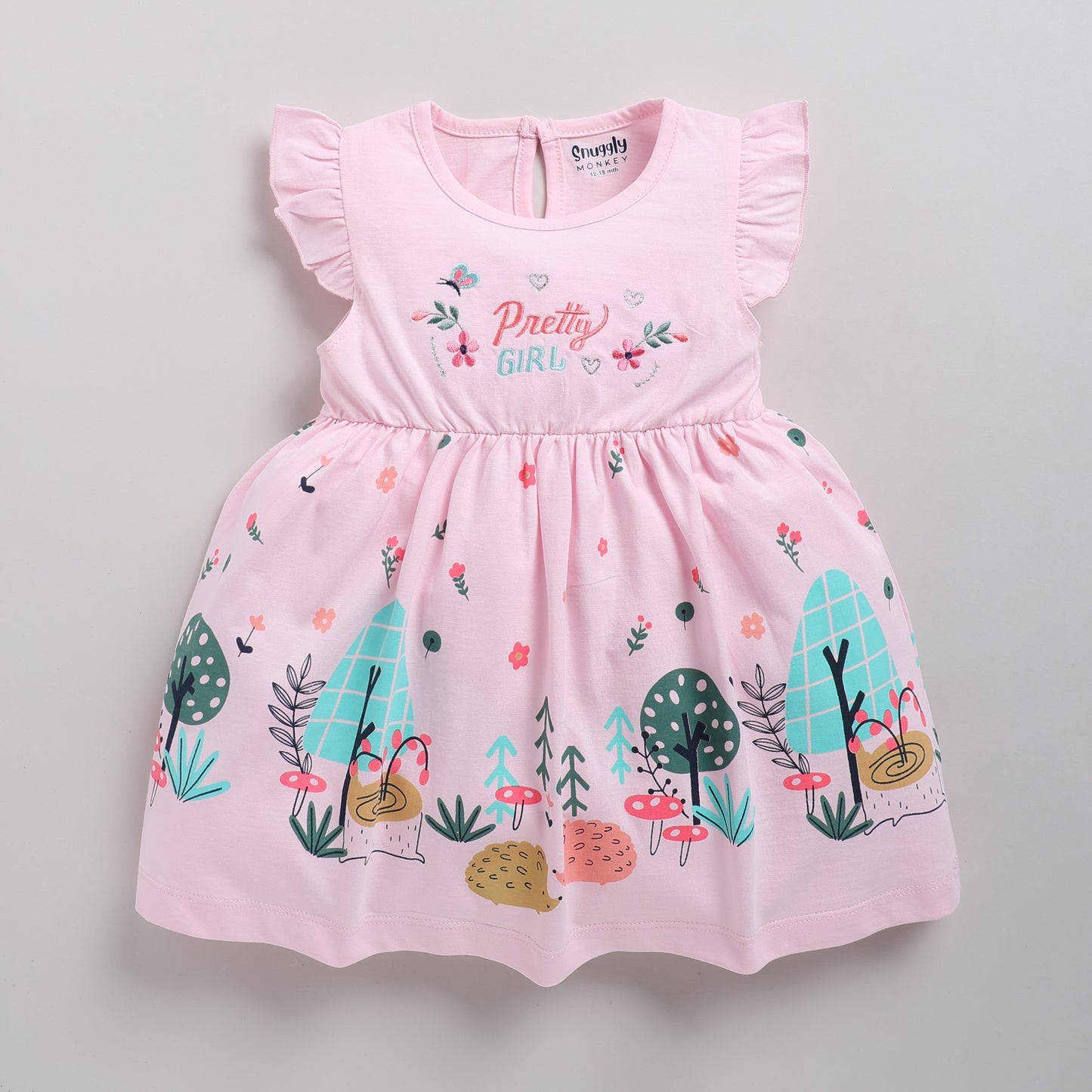 Pretty girl embroidered frock - Pink