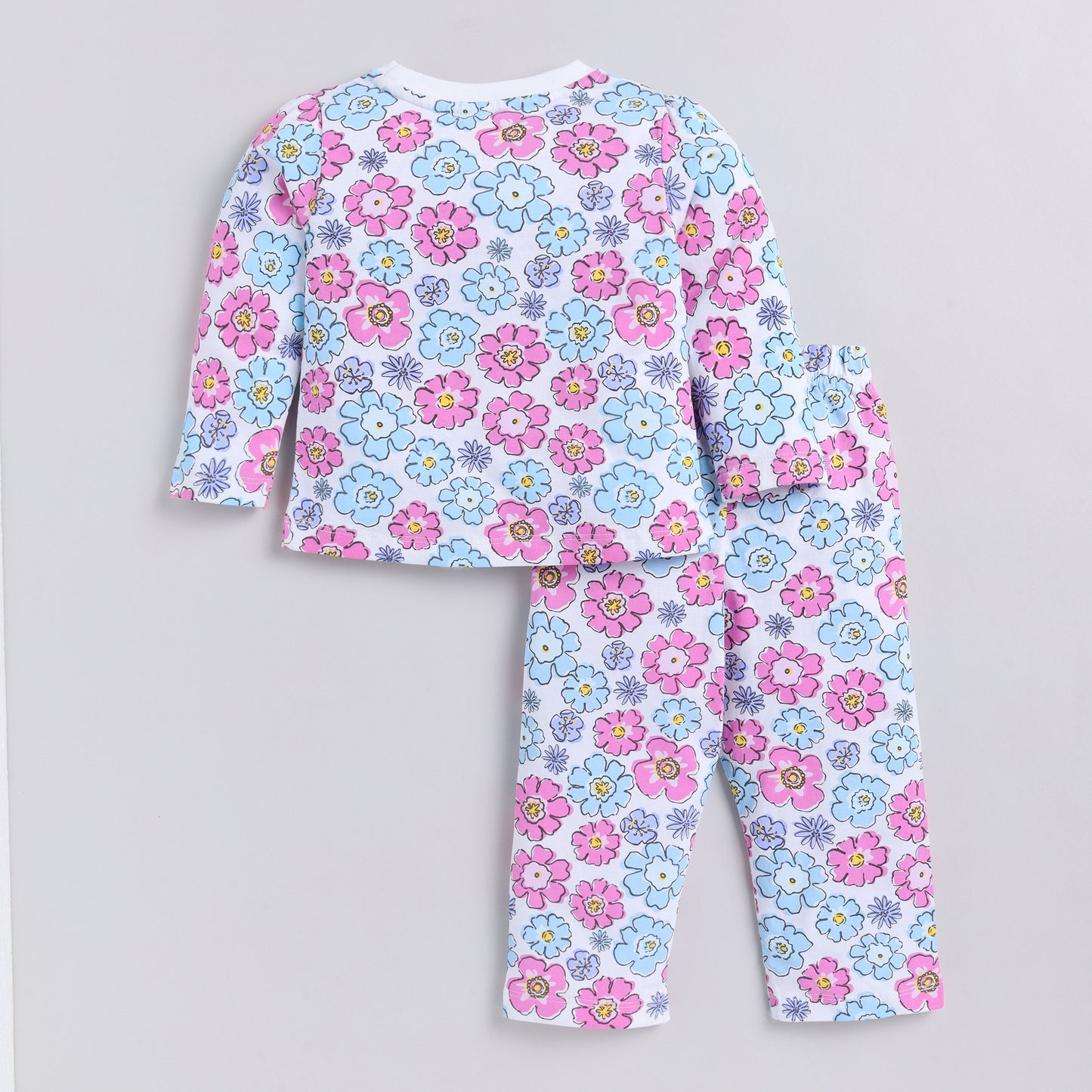 Flower Print Full-Sleeves Nightsuit