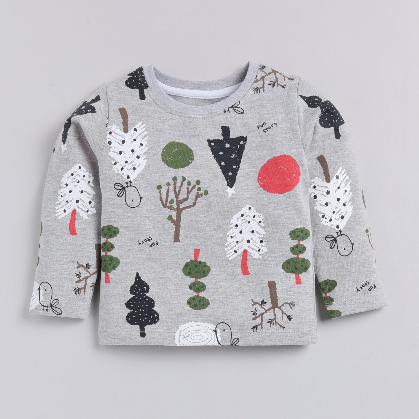 Tree Print Full-Sleeves Sweat Shirt with Joggers