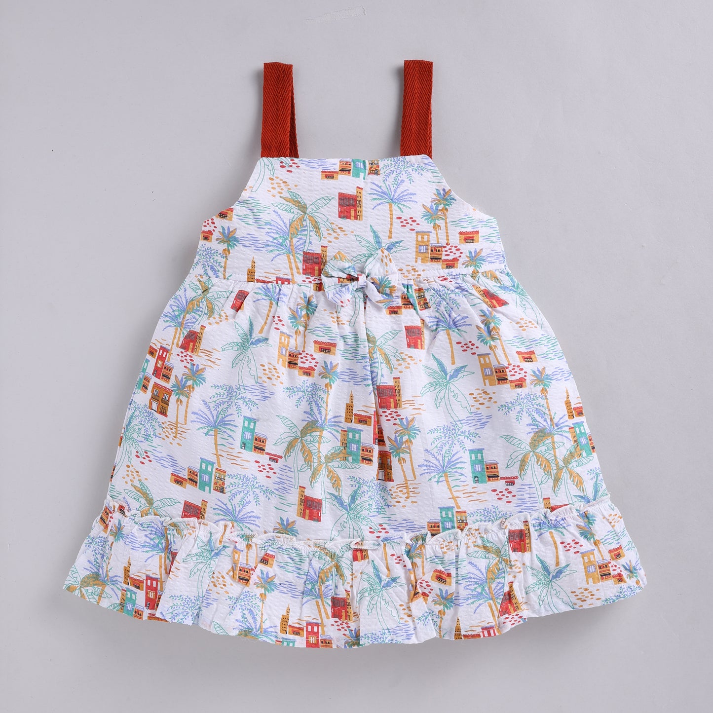 Seersucker Summer Print Frock with Hairband