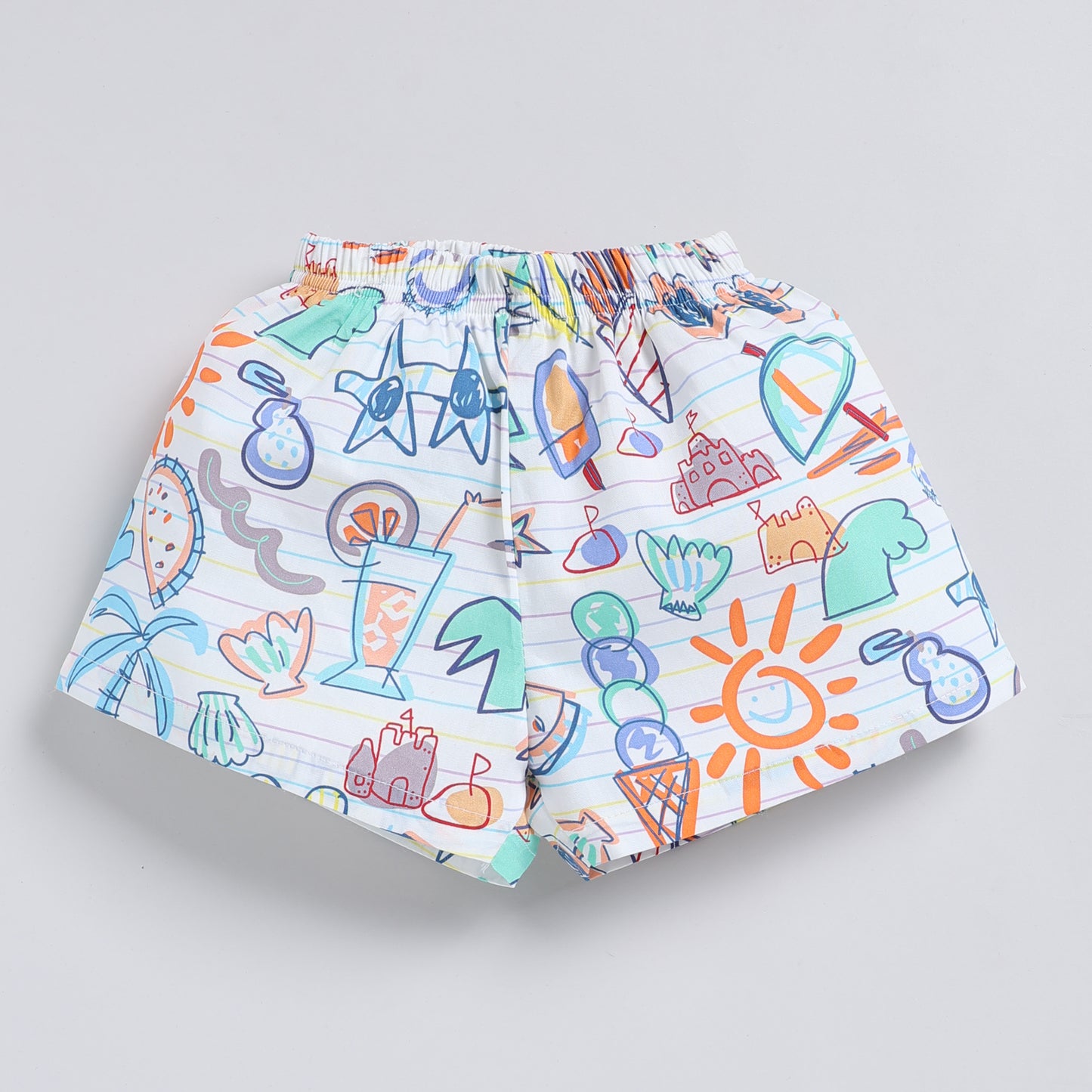 Summer doodle print top with shorts set
