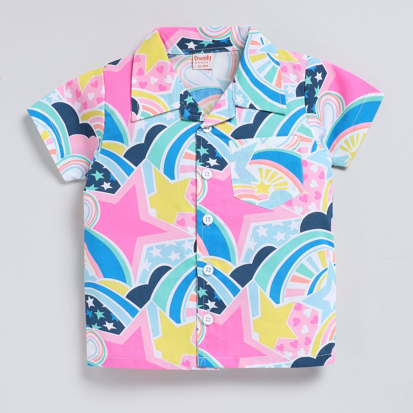 Abstract neon star print top with shorts set