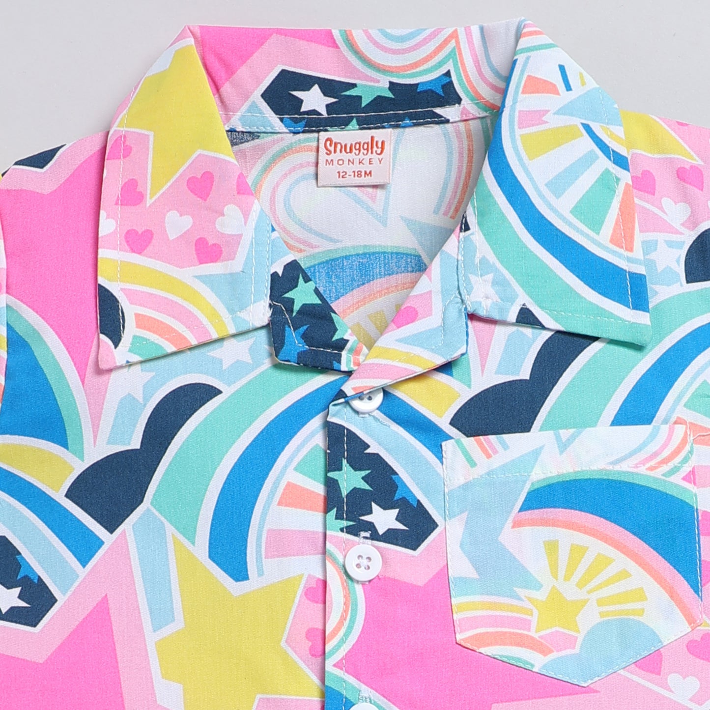 Abstract neon star print top with shorts set