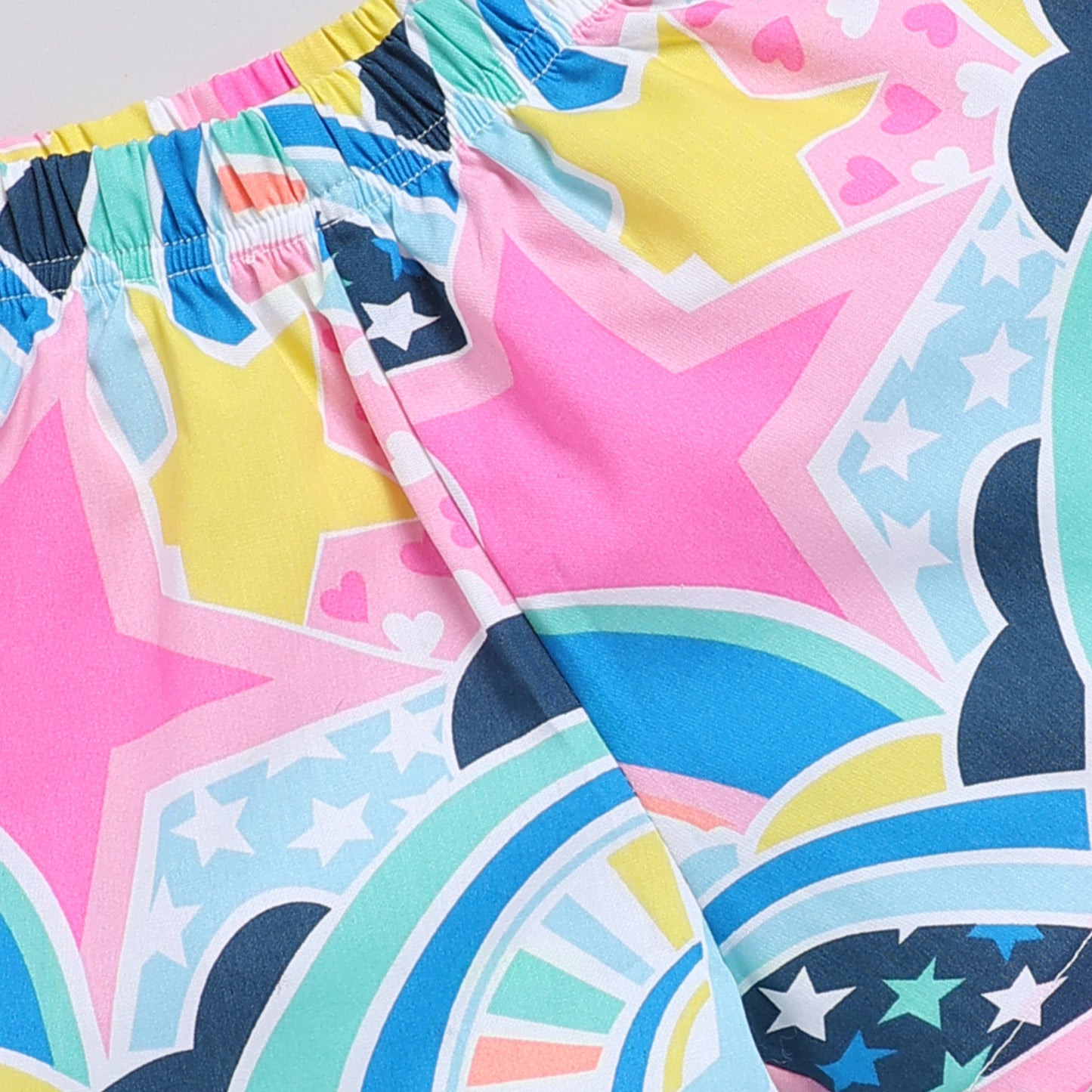 Abstract neon star print top with shorts set
