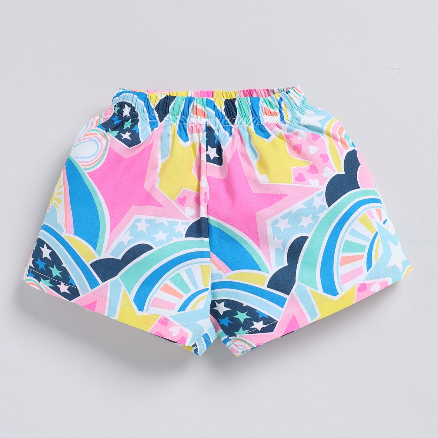 Abstract neon star print top with shorts set